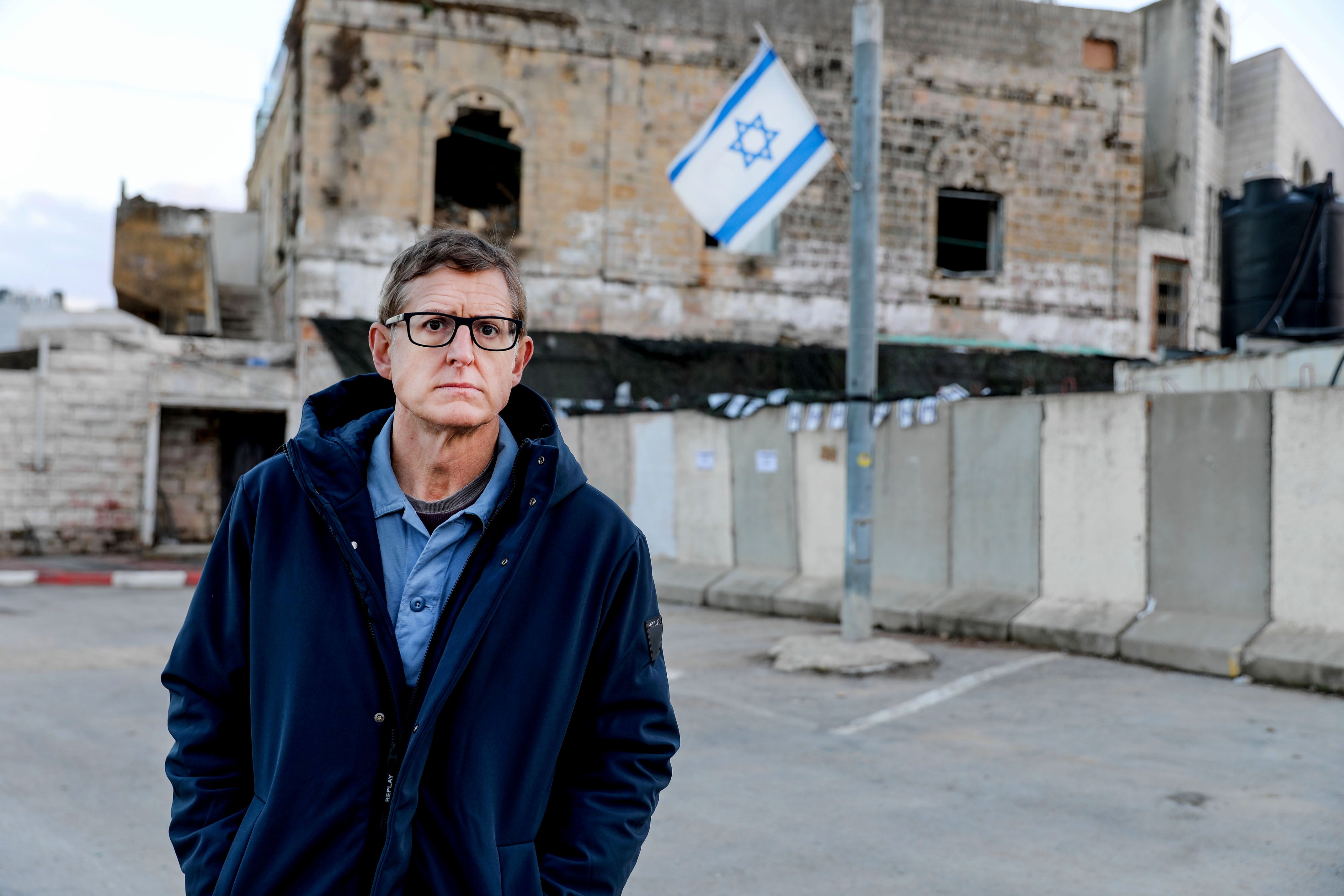 Theroux visited the West Bank where he met Israeli settlers and Palestinians