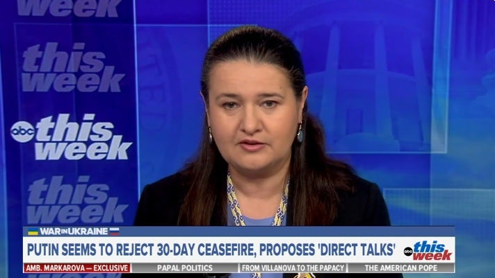 Ukraine's ambassador to the US, Oksana Markarova, affirmed on Sunday that President Volodymyr Zelensky was ready to negotiate with Vladimir Putin