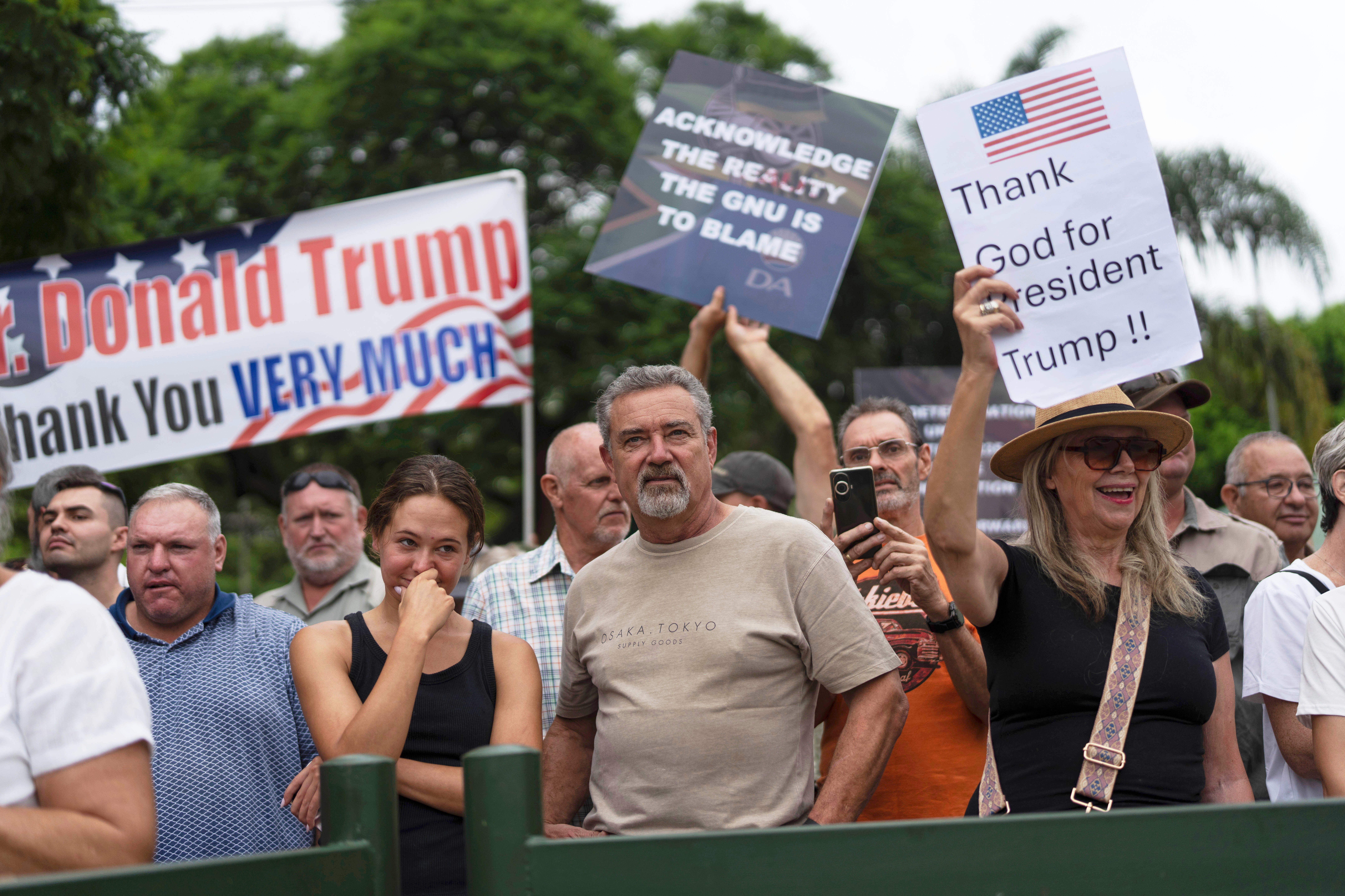 White South Africans demonstrate in support of Trump earlier this year