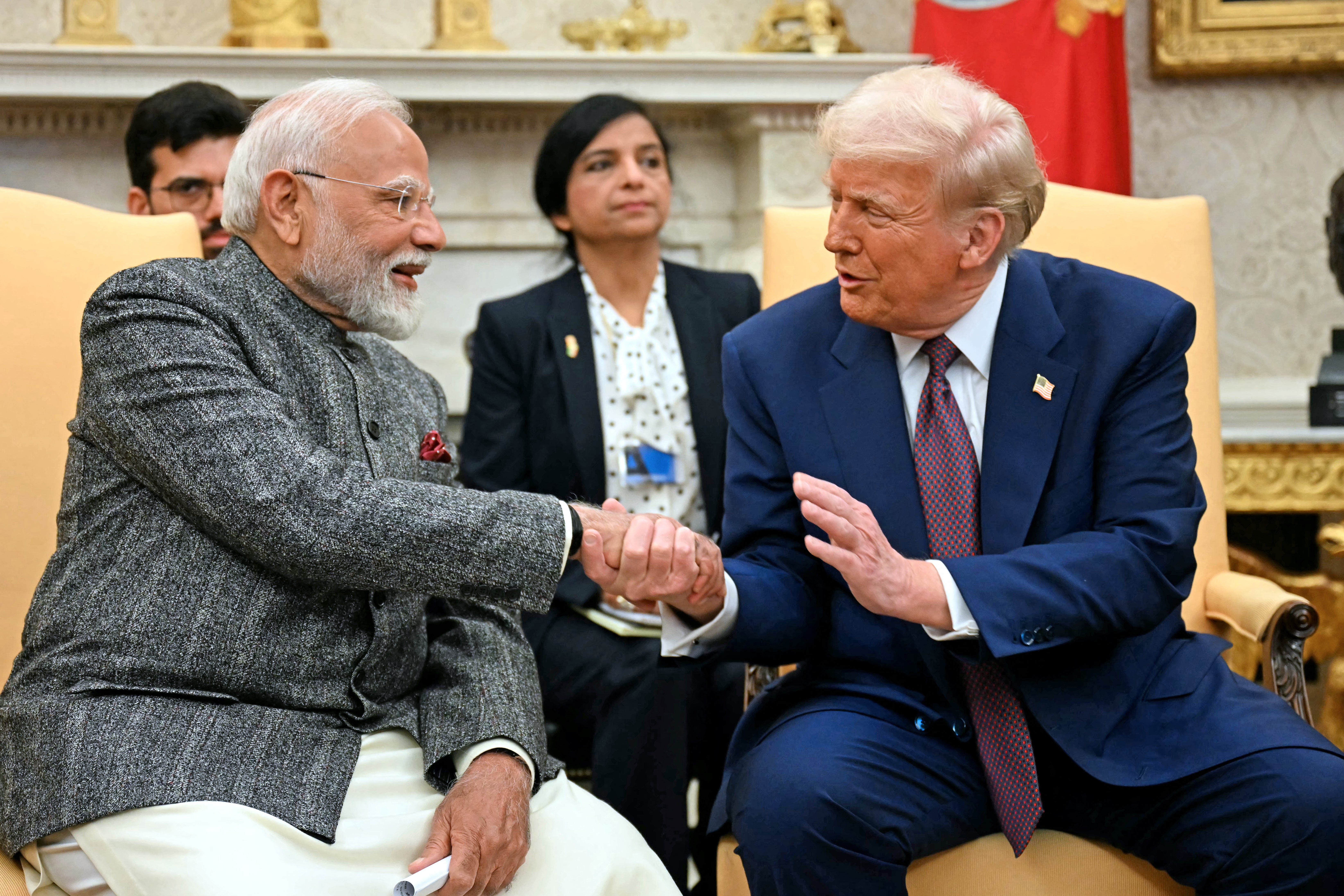 Donald Trump and Indian prime minister Narendra Modi in the Oval Office of the White House