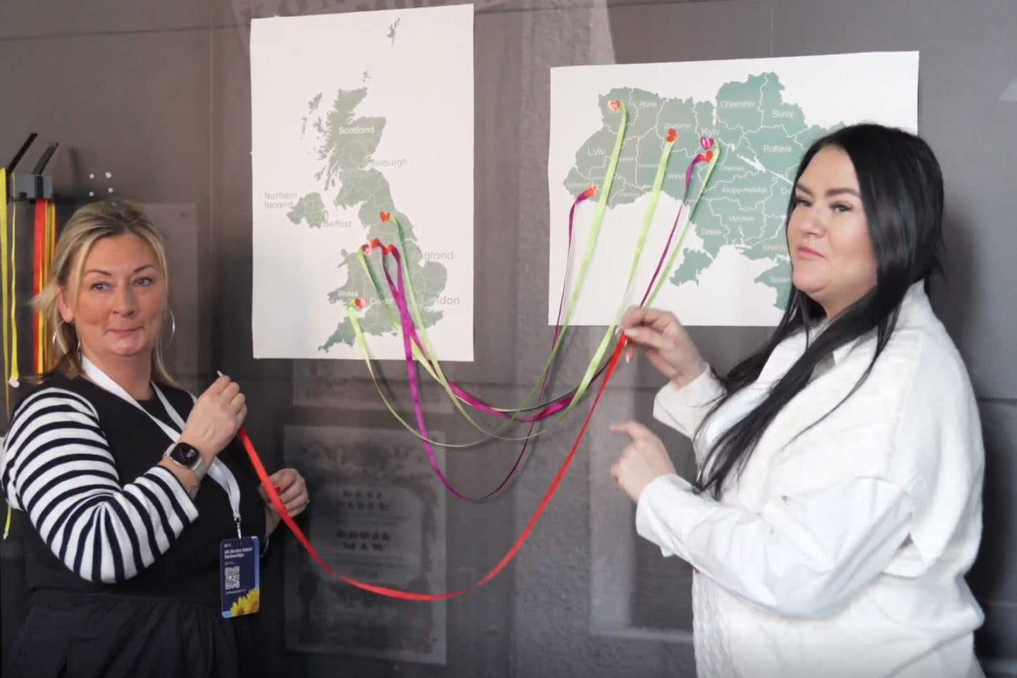 Primary six teacher Lyndsay Ellis (left) with Ukrainian teacher Anzhelika Lishchenko (right), during their training in Poland (Lyndsay Ellis/PA)