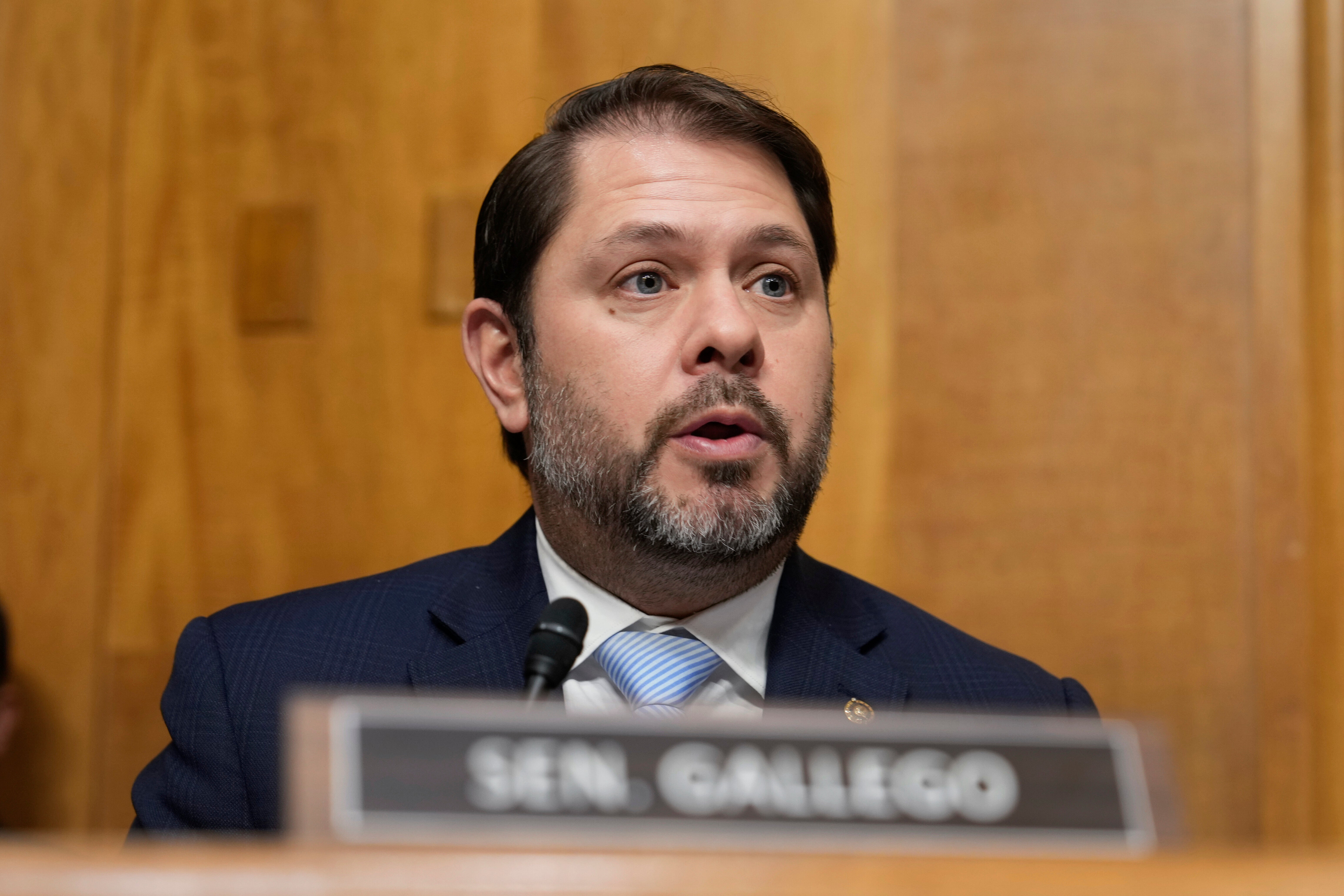 Sen. Ruben Gallego, D-Ariz., called President Donald Trump ‘an idiot’ on CNN Tuesday when asked about his plan to send troops to dangerous cities as ‘training grounds.’