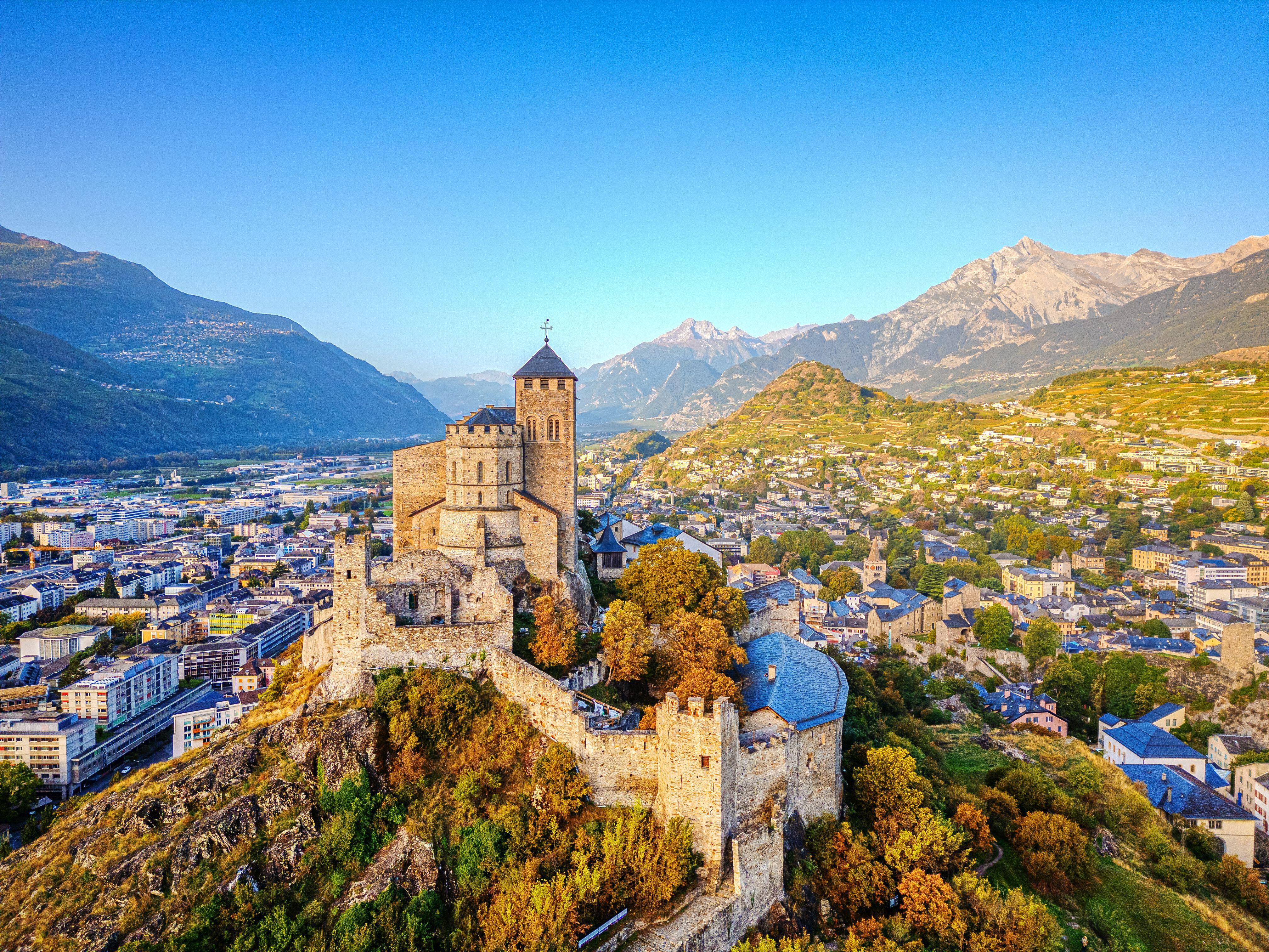 Sion, Switzerland at the historic Valere Basilica fortified church