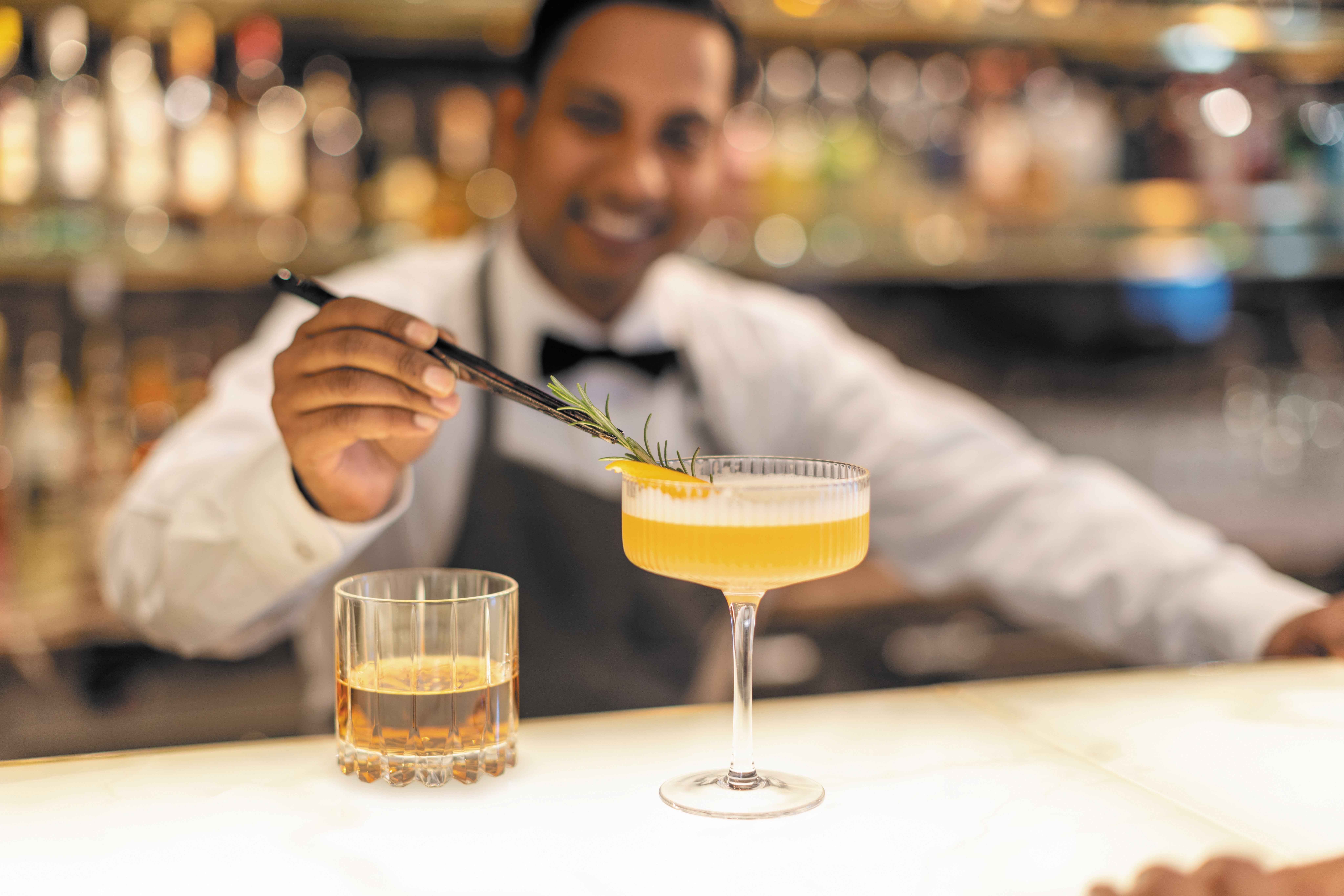 Enjoy a cocktail on the upper deck or dine on sophisticated plates of upscale French cooking at Chartreuse