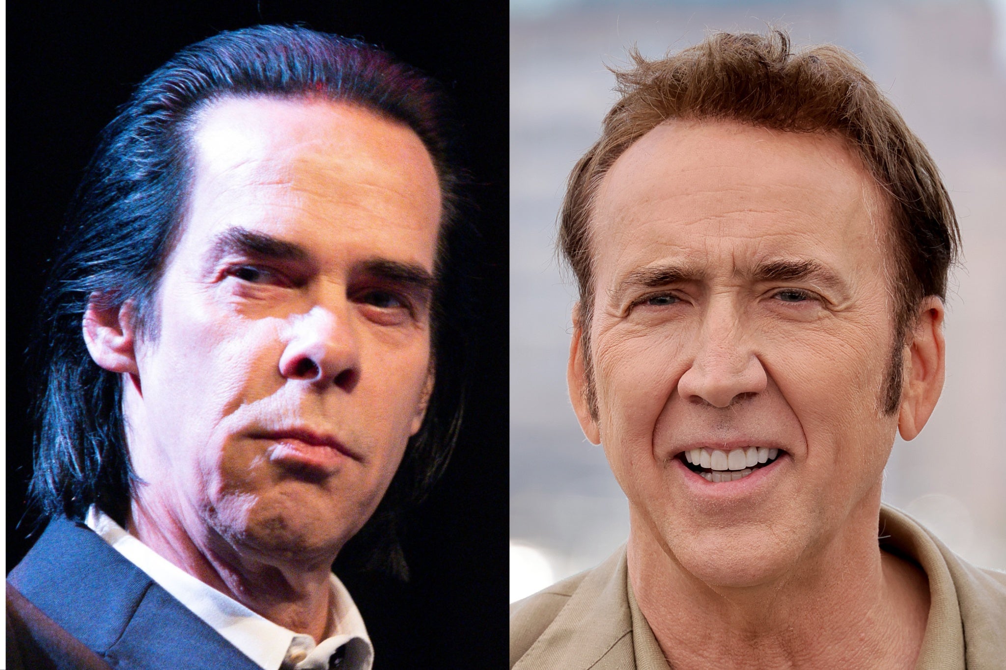 Nick Cave (left) and Nicolas Cage (right)
