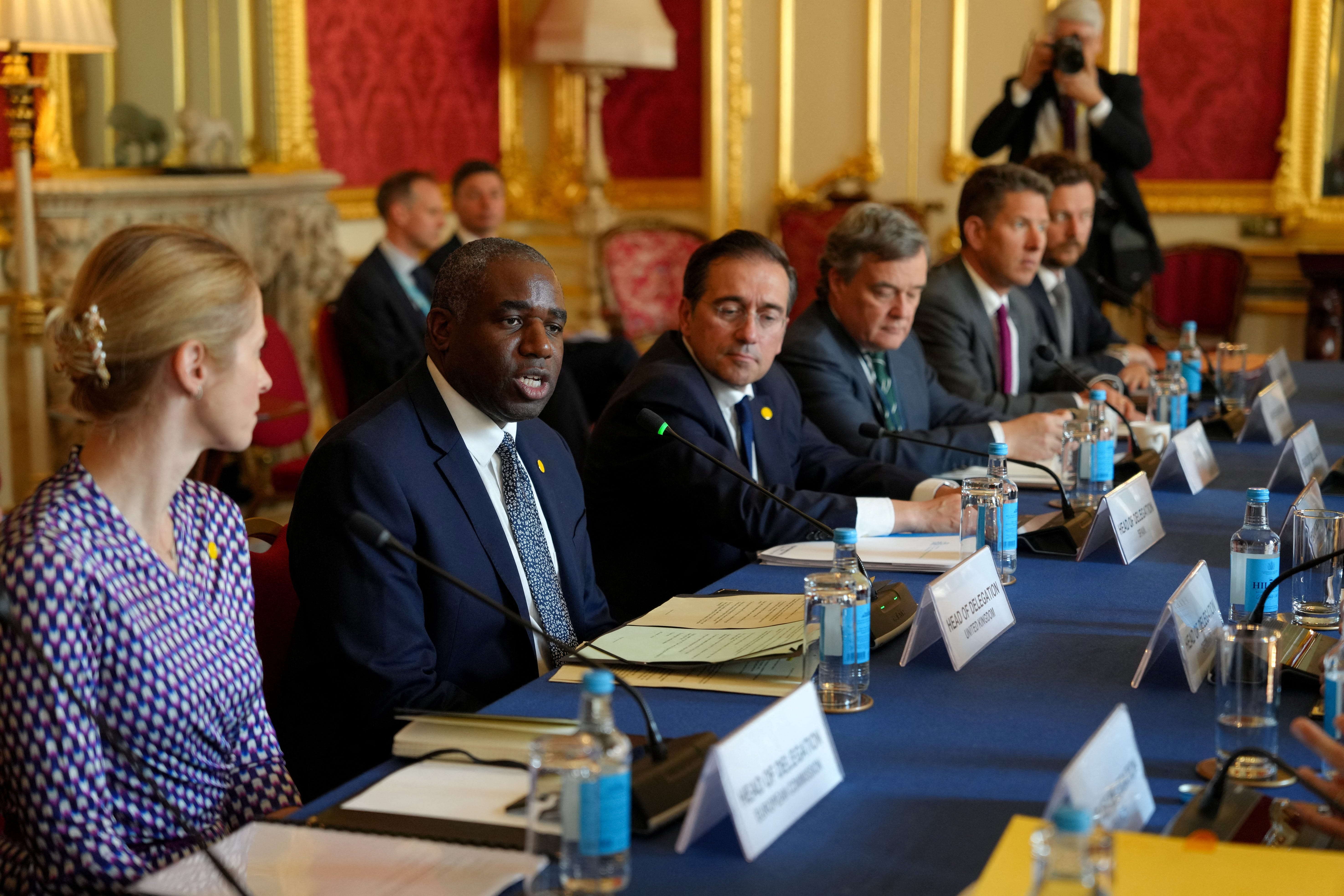 Foreign Secretary David Lammy during the meeting at Lancaster House, London, as he hosts the Weimar+ Group for talks on Ukraine and the future of European security. (Carlos Jasso/PA)
