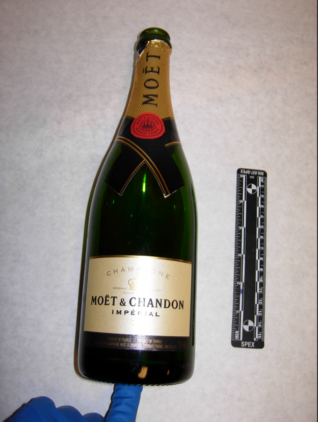Authorities say Anacreon and Jeune celebrated the murder with this bottle of champagne