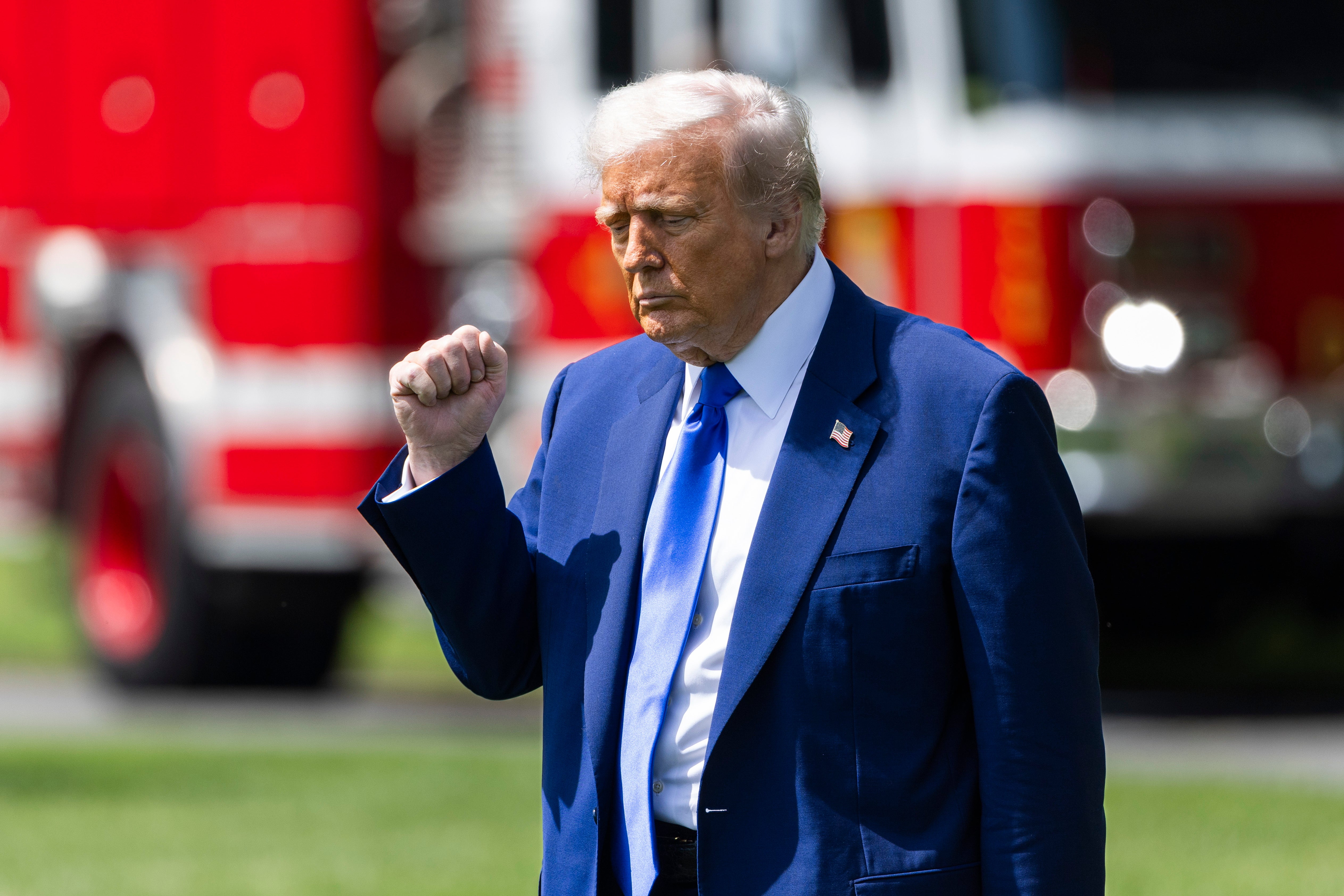 U.S. President Donald Trump prepares to depart from the White House on his trip to visit Saudi Arabia, Qatar, and the UAE.