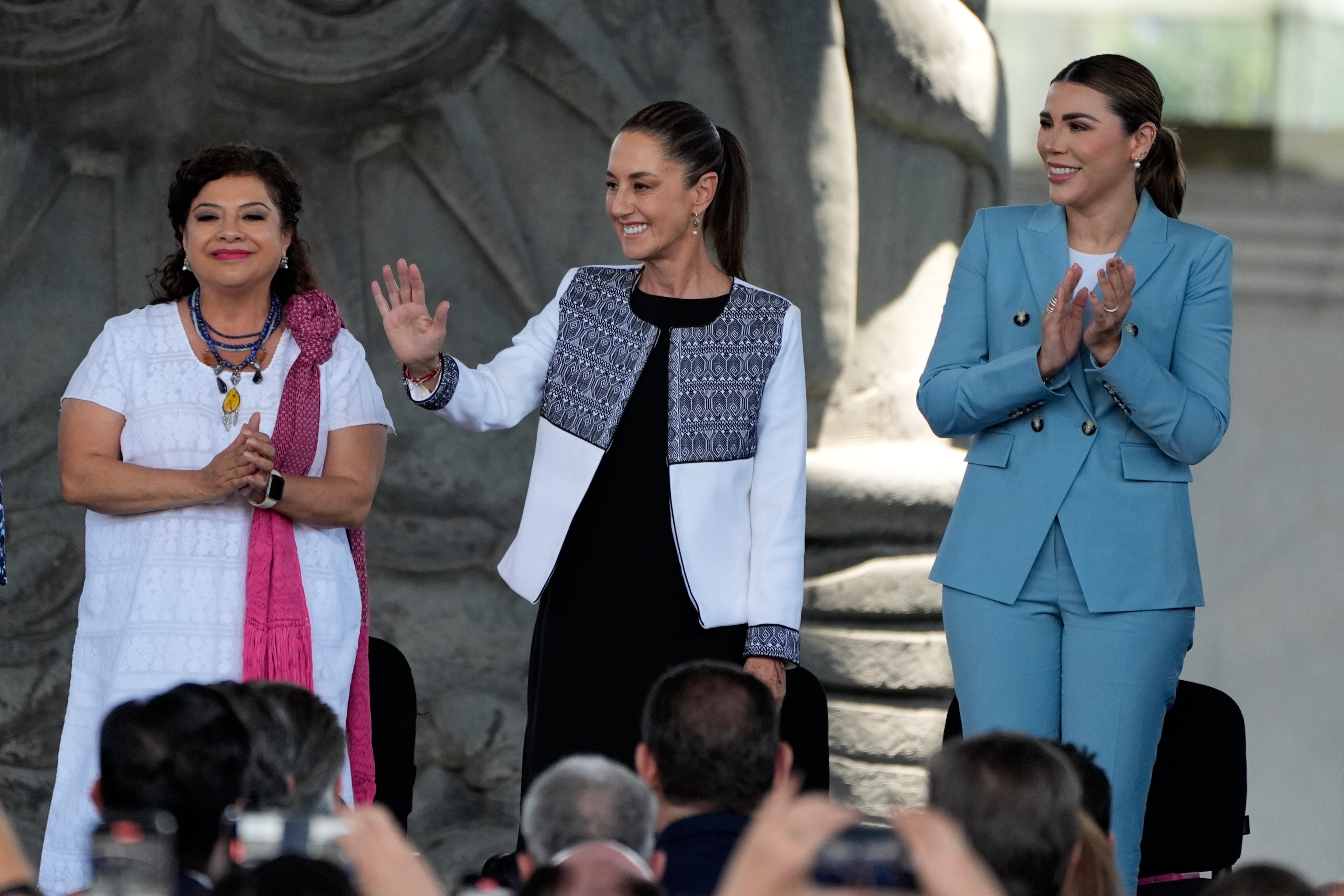 Baja California state Governor Marina del Pilar Avila, far right, said the Trump administration has revoked the tourist visas for her and her husband, Carlos Torres Torres. Both are members of Mexico’s Morena political party
