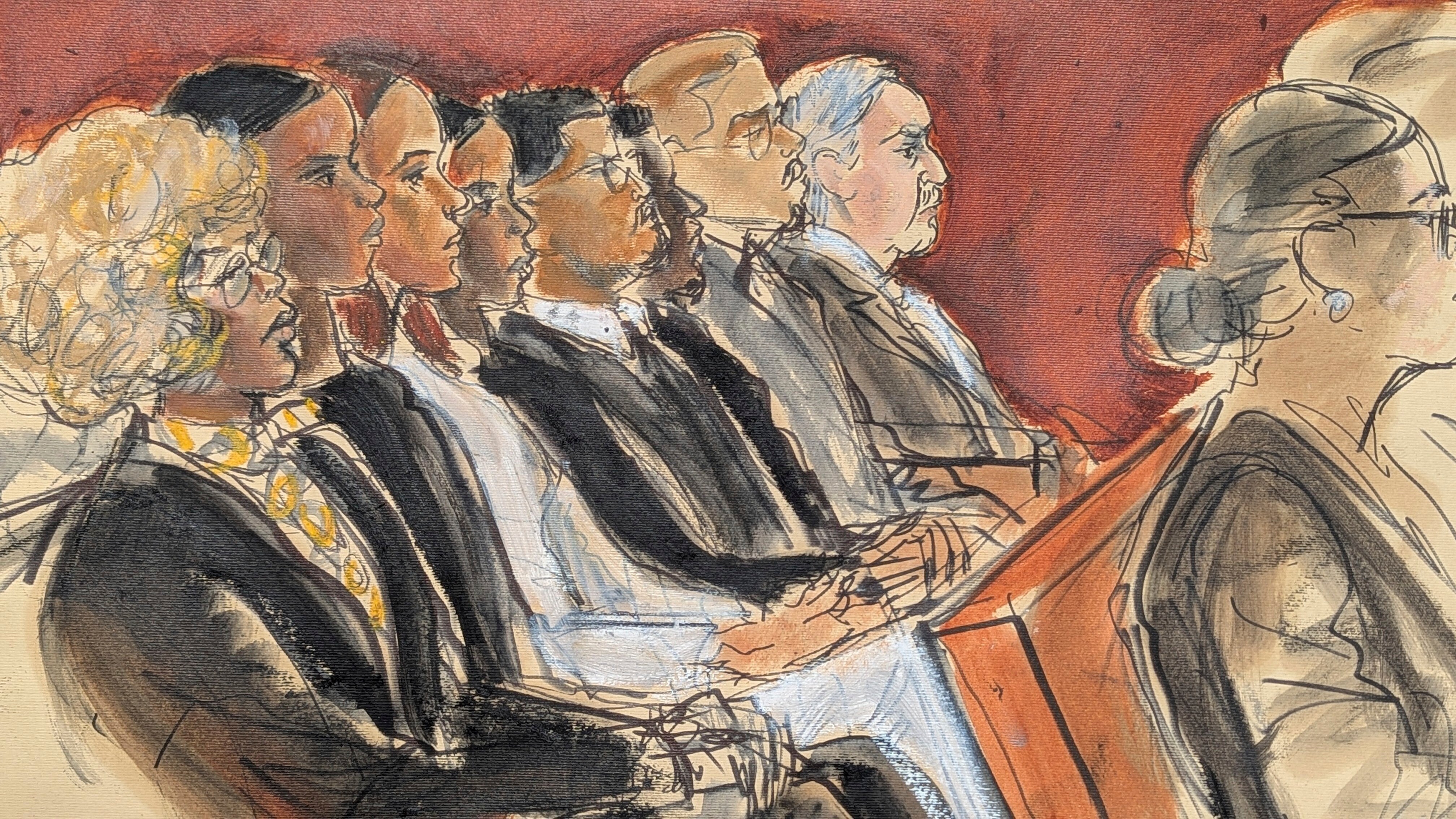 Janice Combs, mother of Sean "Diddy" Combs, left, observes the trial