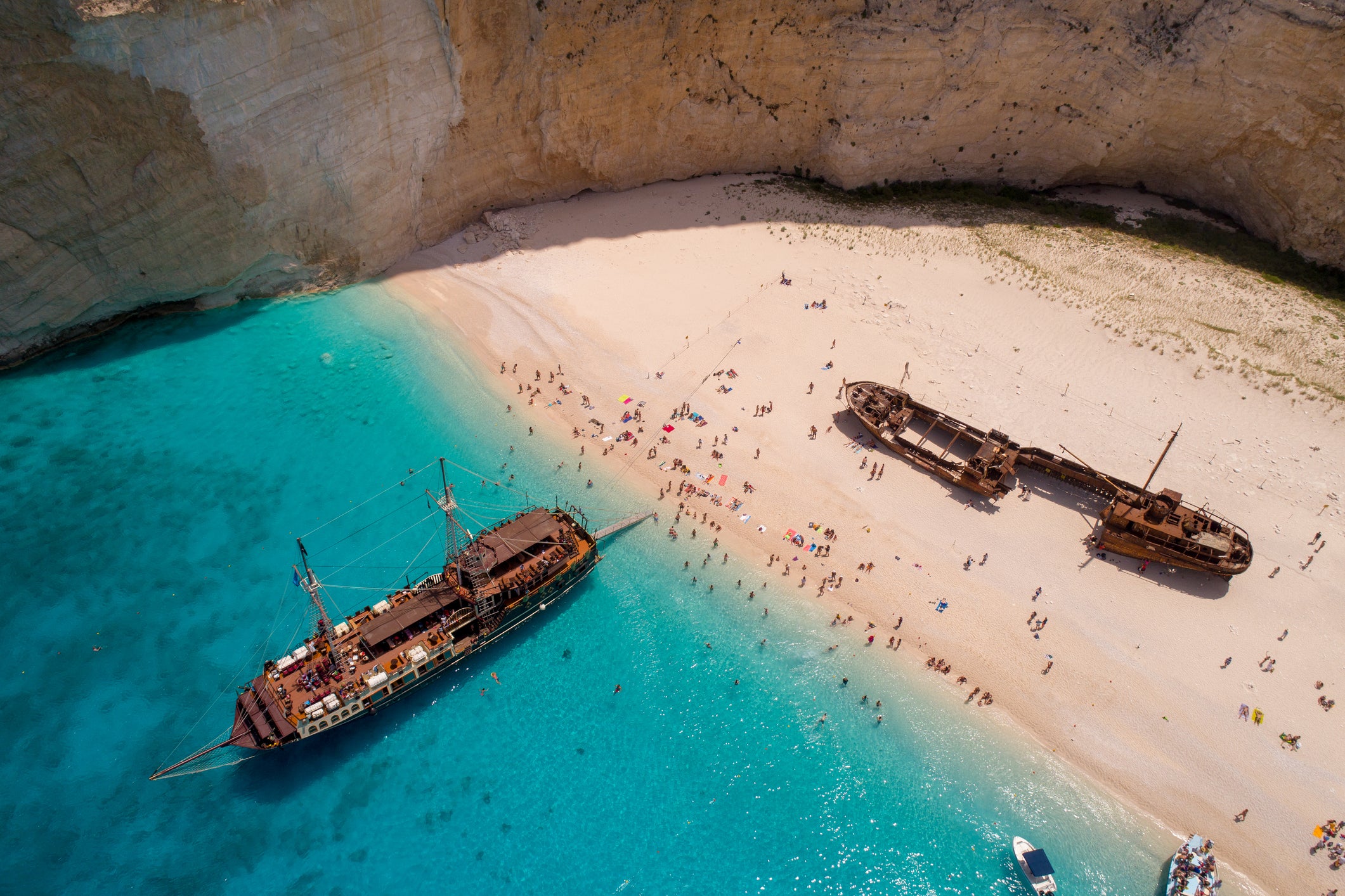 The famous Navagio shipwreck beach in Zante – one of the most popular shores in the world