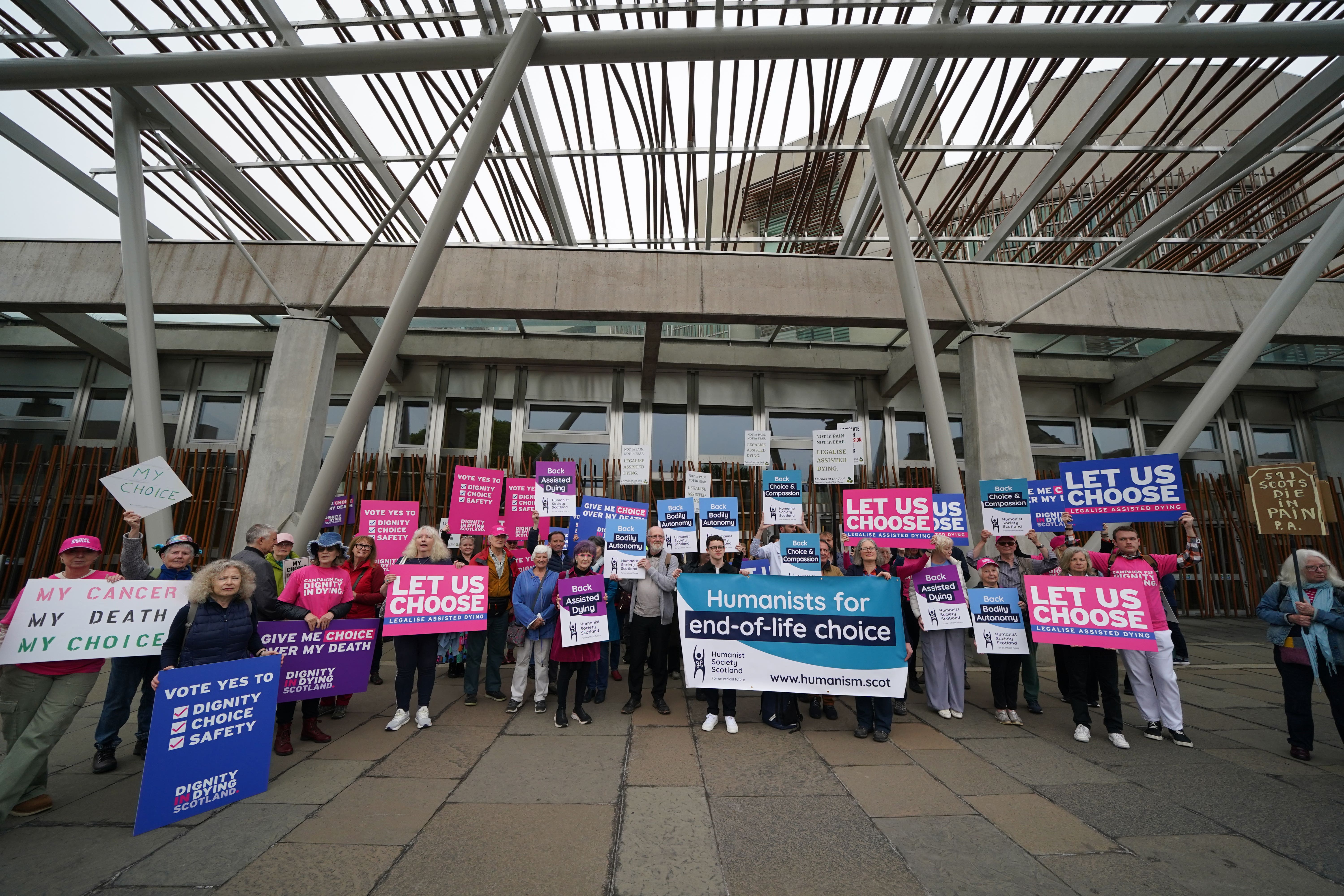 Campaigners gathered at Holyrood (Andrew Milligan/PA)