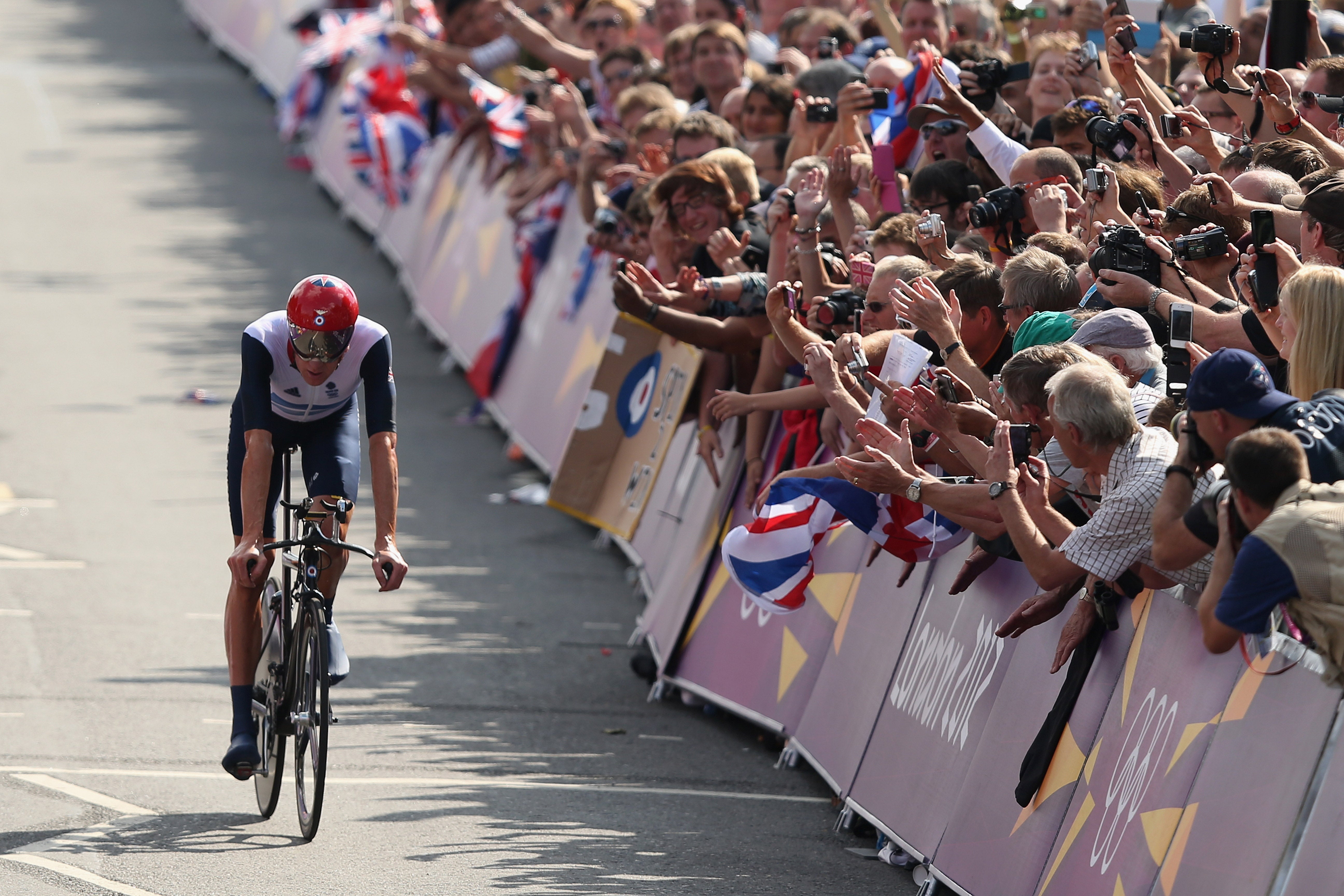 On track: Wiggins securing a gold medal at the 2012 Olympics