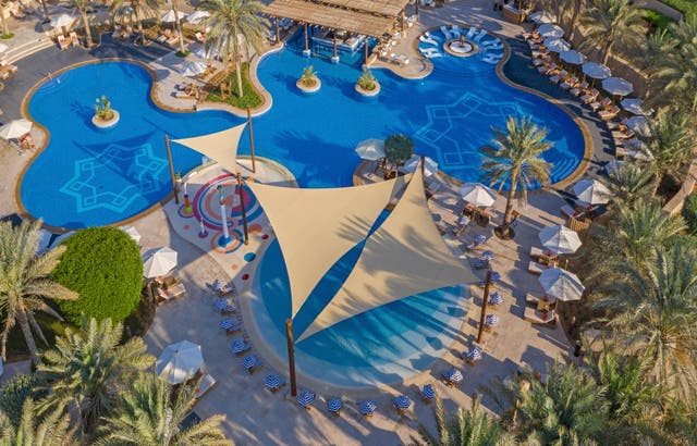 <p>Qasr Al Sarab Desert’s kids’ pool features cabana shades to keep your little ones protected from the sun, as well as shallow padded flooring, spray pools and mini sun beds</p>