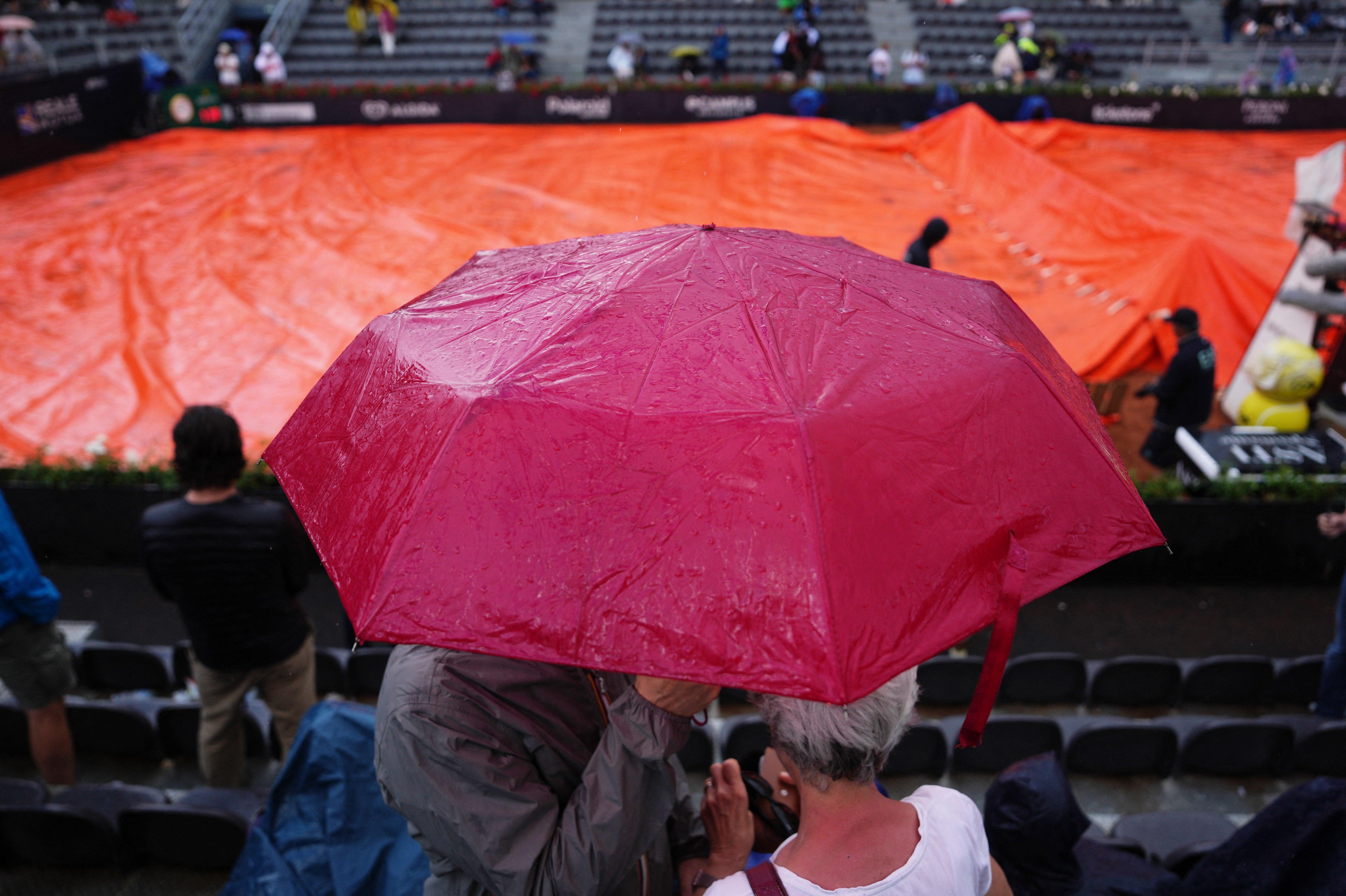 The heavy rain led to a rain delay