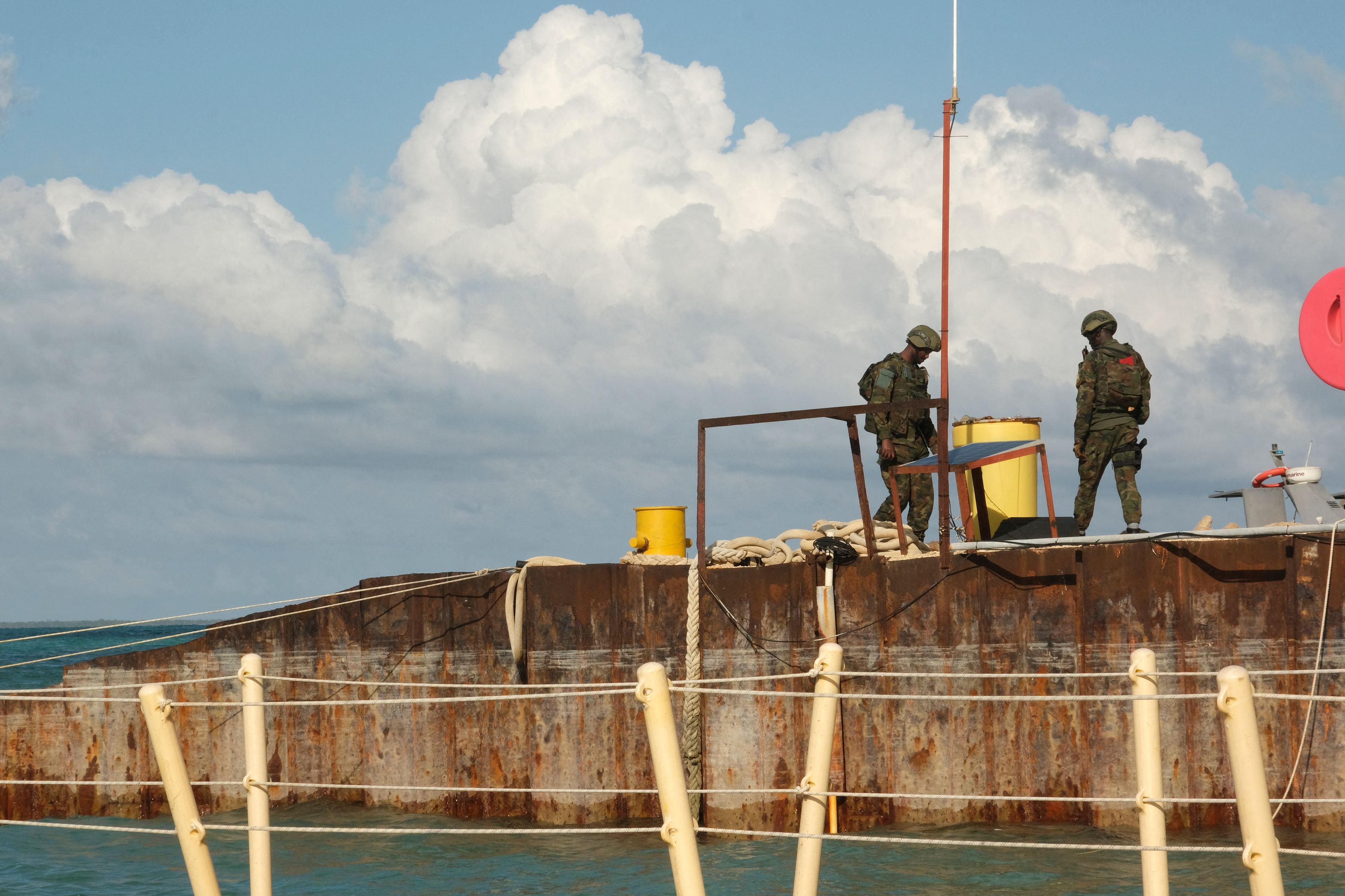 Rwandan soldiers guard The Total Mozambique LNG Project in Afungi in the Cabo Delgado province, Mozambique, on September 29, 2022