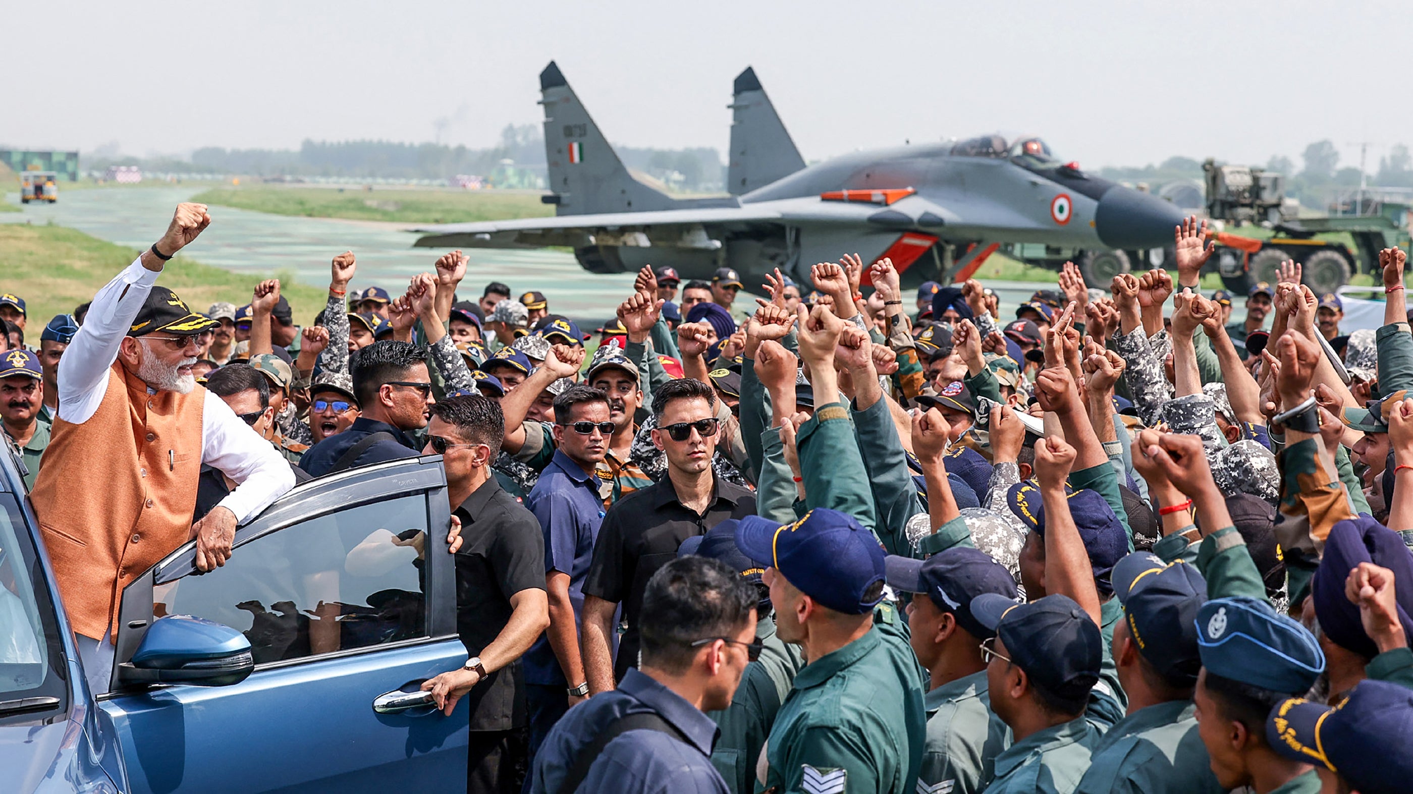 Narendra Modi visits the Adampur air force base in Punjab, India, on 13 May 2025