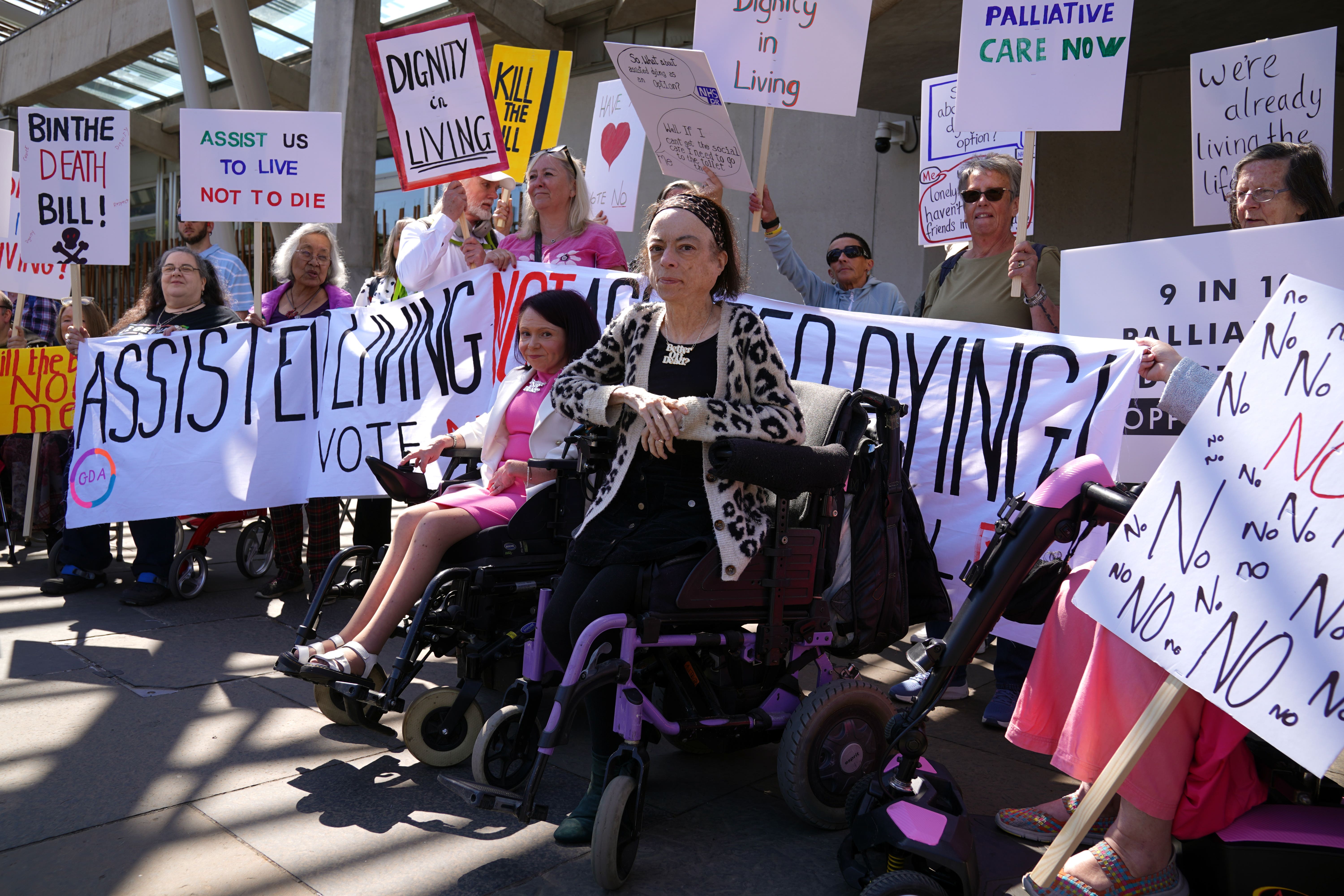 Liz Carr and Pam Duncan-Glancy spoke out against the legislation (Andrew Milligan/PA)