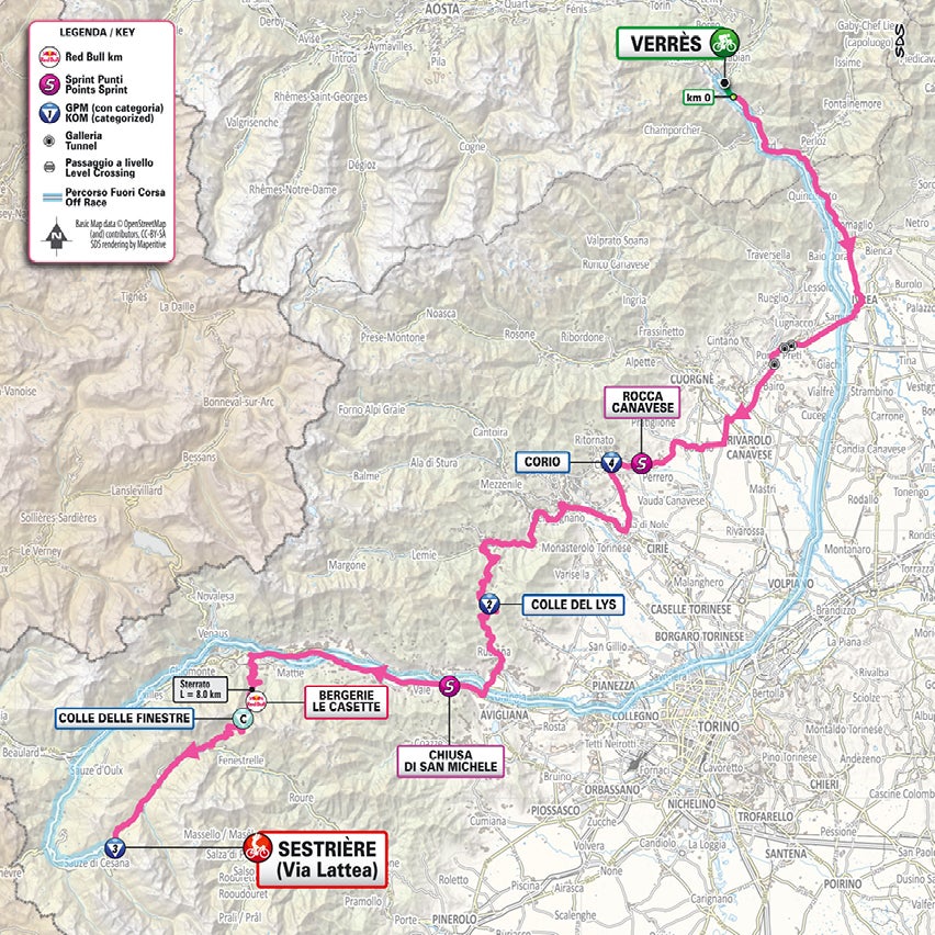Giro d'Italia – stage 20 map