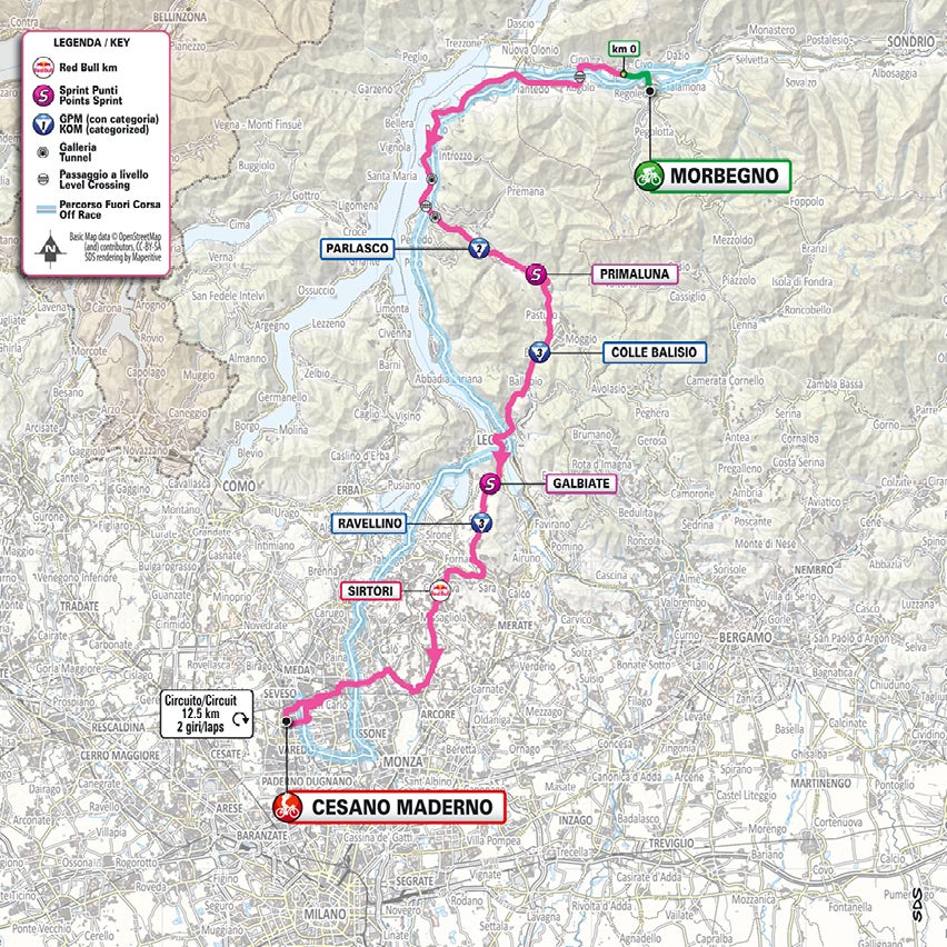 Giro d'Italia – stage 18 map