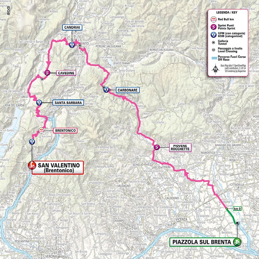 Giro d'Italia – stage 16 map