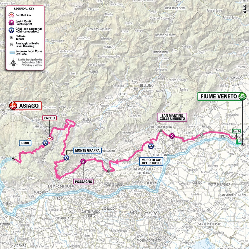 Giro d'Italia – stage 15 map