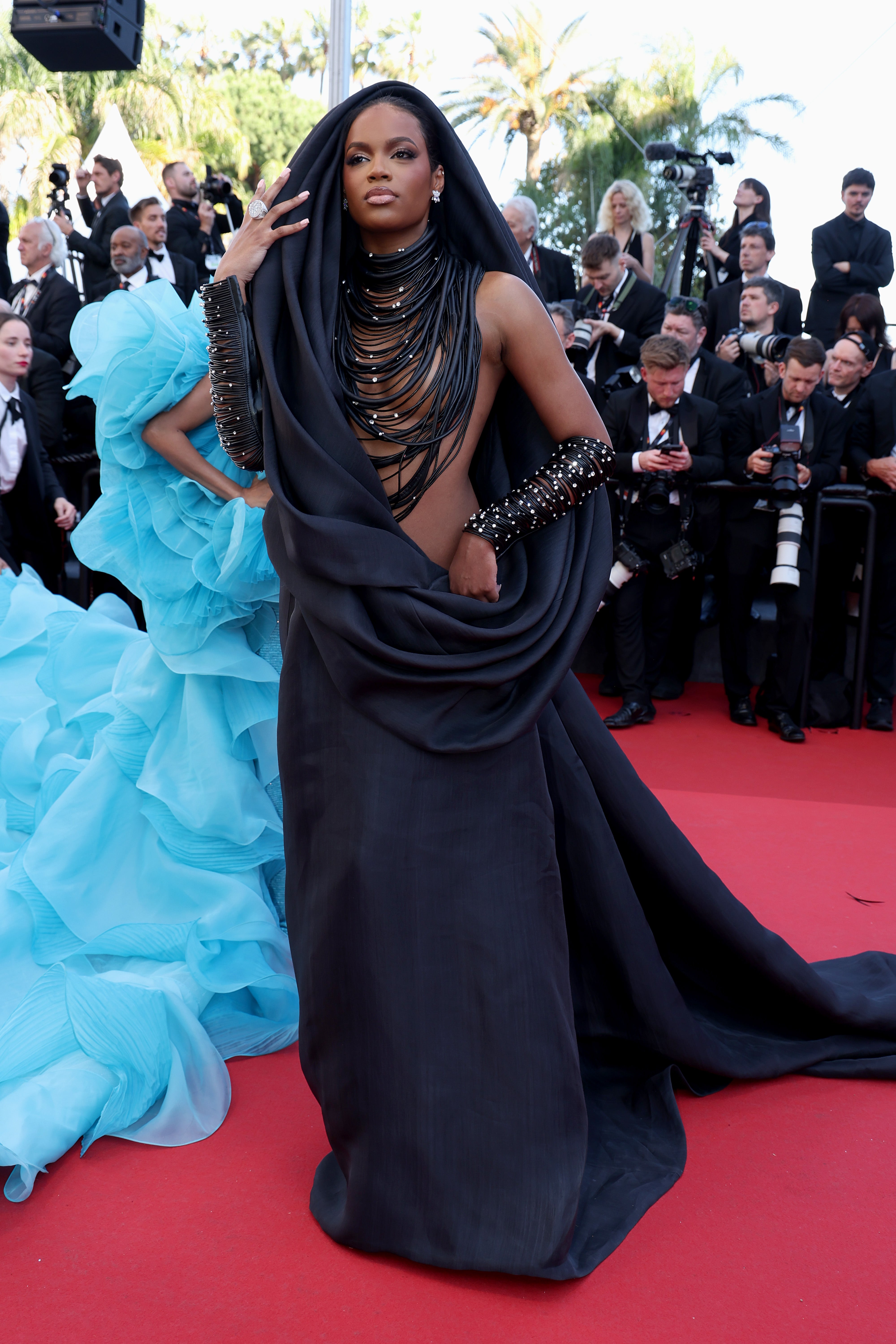 French model Didi Stone stepped out on the 2024 Cannes Film Festival red carpet in a black ensemble by Stéphanie Roland