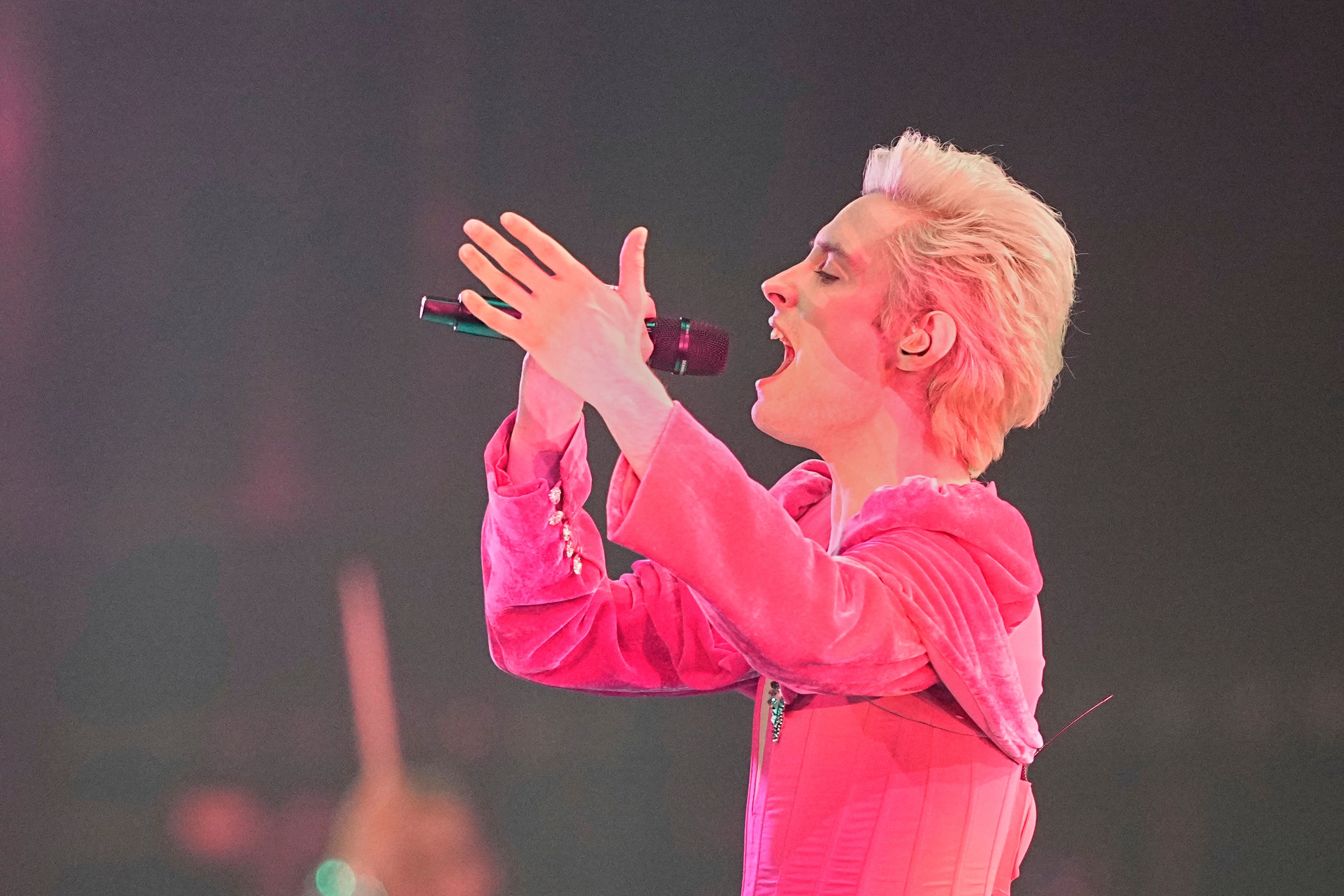 Ziferblat from Ukraine performs the song Bird Of Pray during the first semi-final of the 69th Eurovision Song Contest, in Basel, Switzerland (Martin Meissner/AP)
