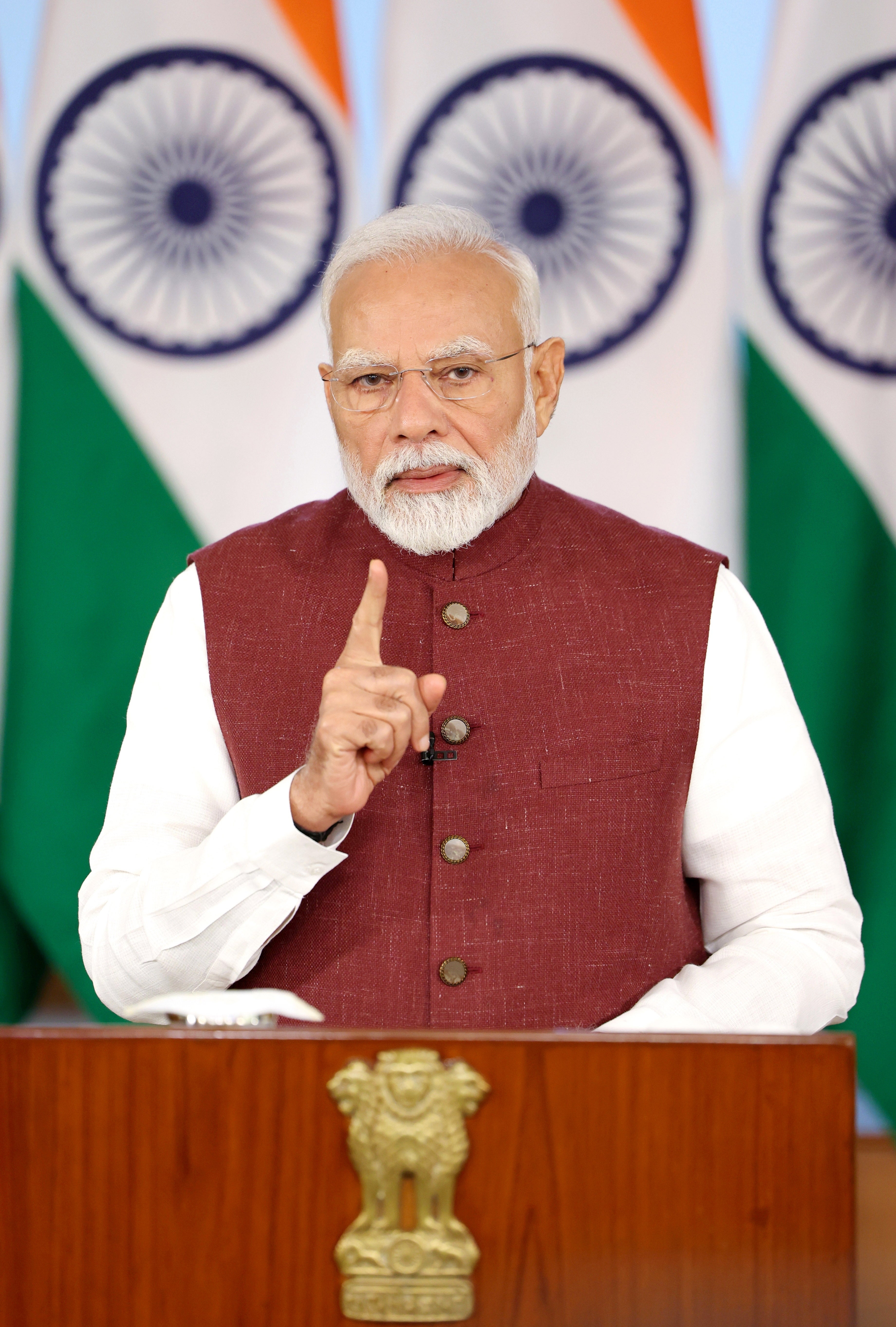 Indian prime minister Narendra Modi addresses the nation in New Delhi, India, 12 May 2025