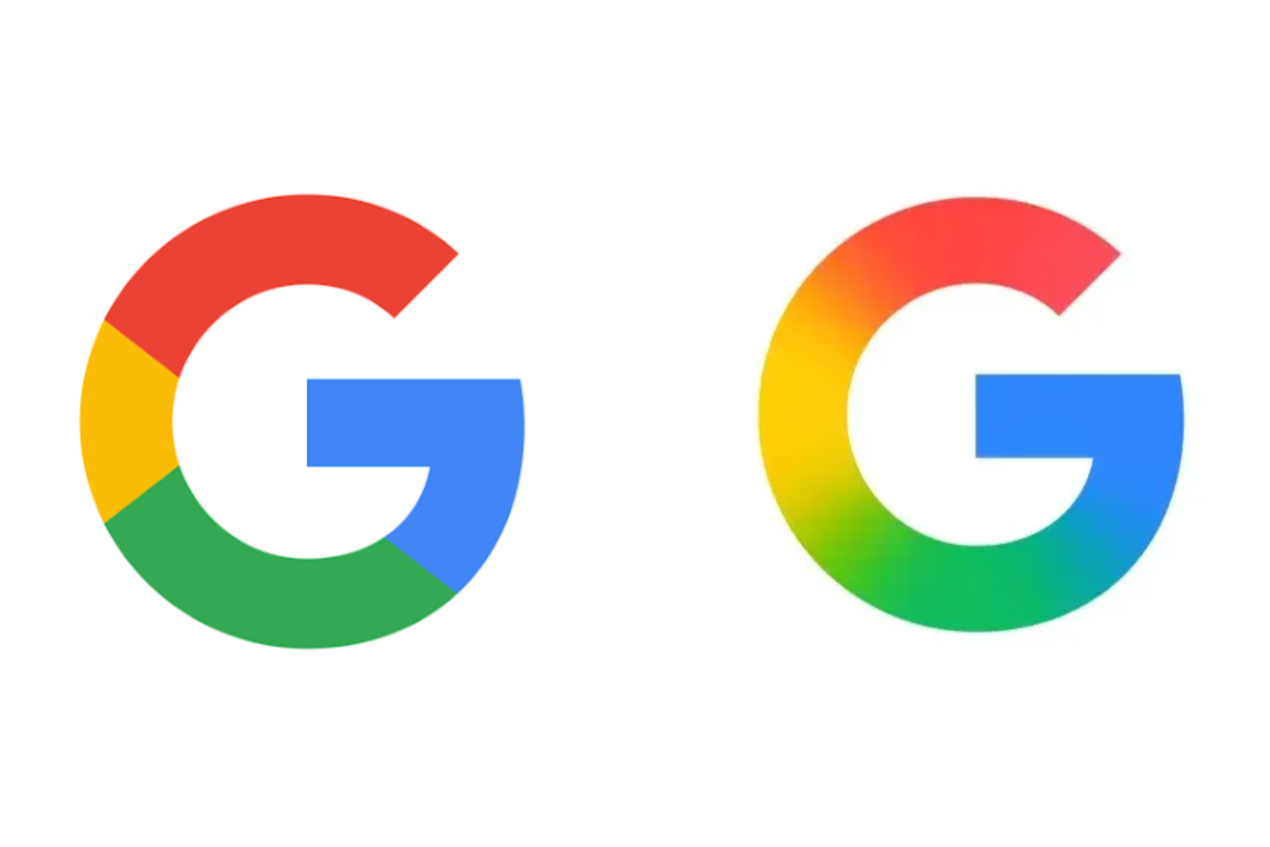 Google's old logo (left) and new logo launched in May 2025