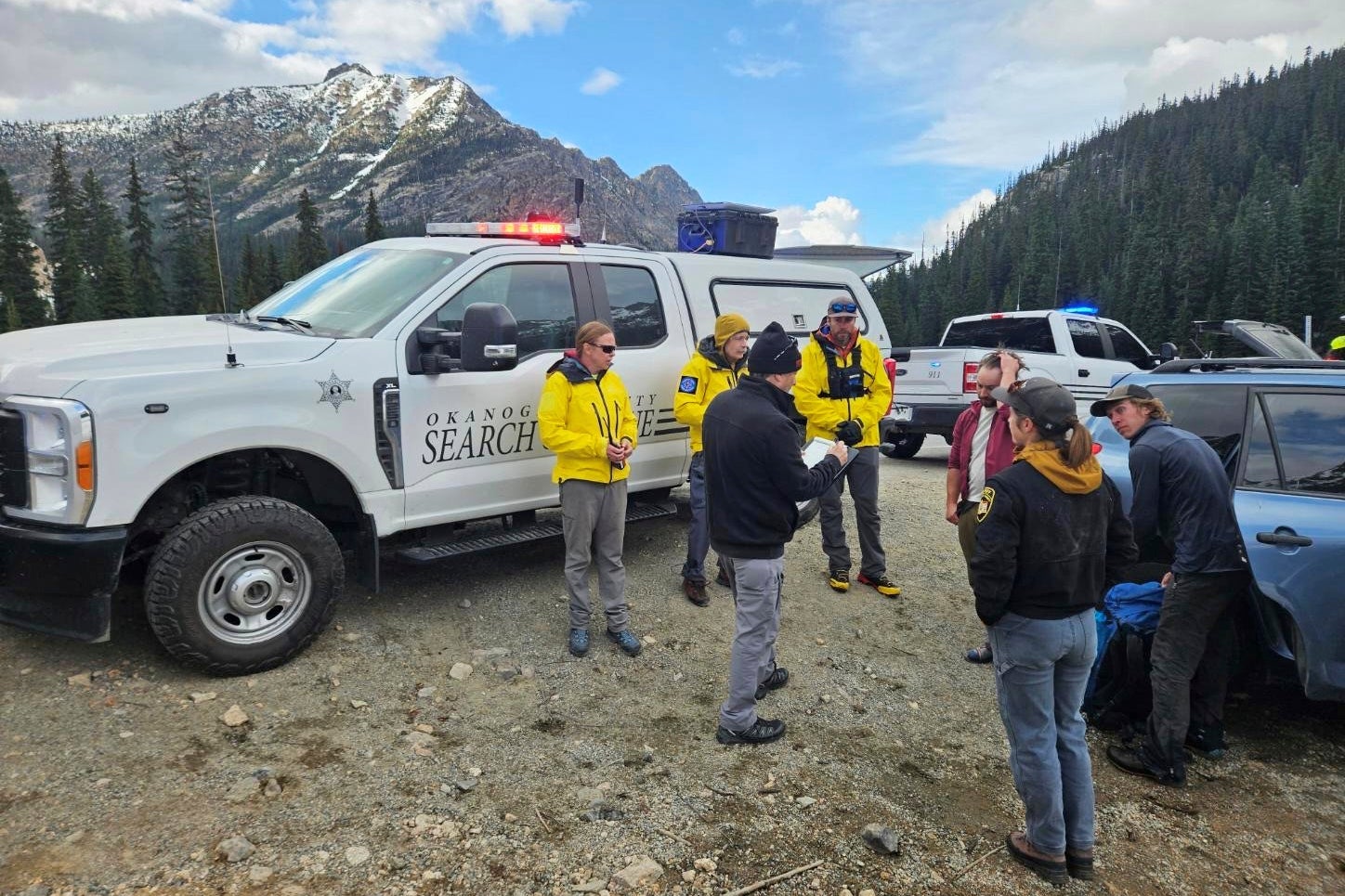 The rescue team in the North Cascades mountains