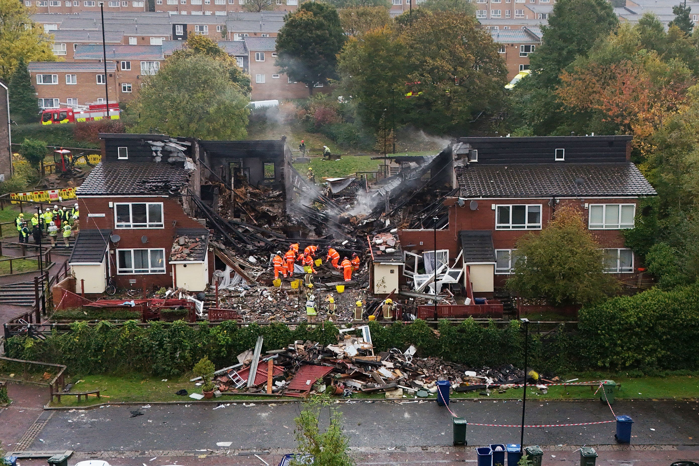 The blast in Violet Close in Benwell, Newcastle, which killed Archie York, seven, and a 33-year-old man (Owen Humphreys/PA)