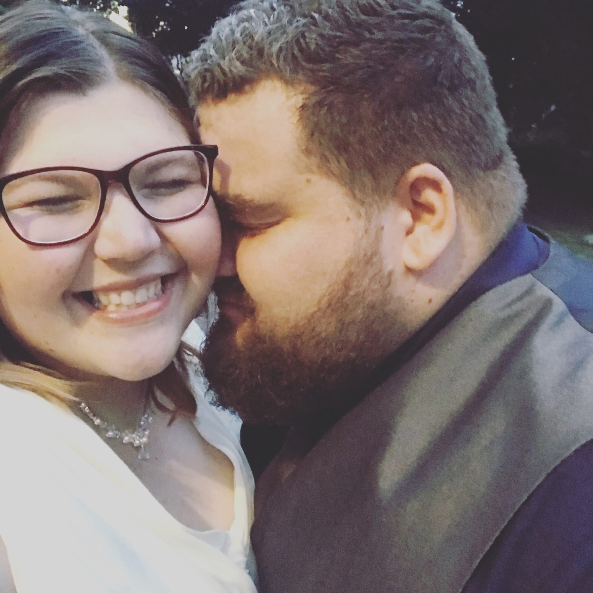 Gabby Evans with her partner, Tom Brakewell
