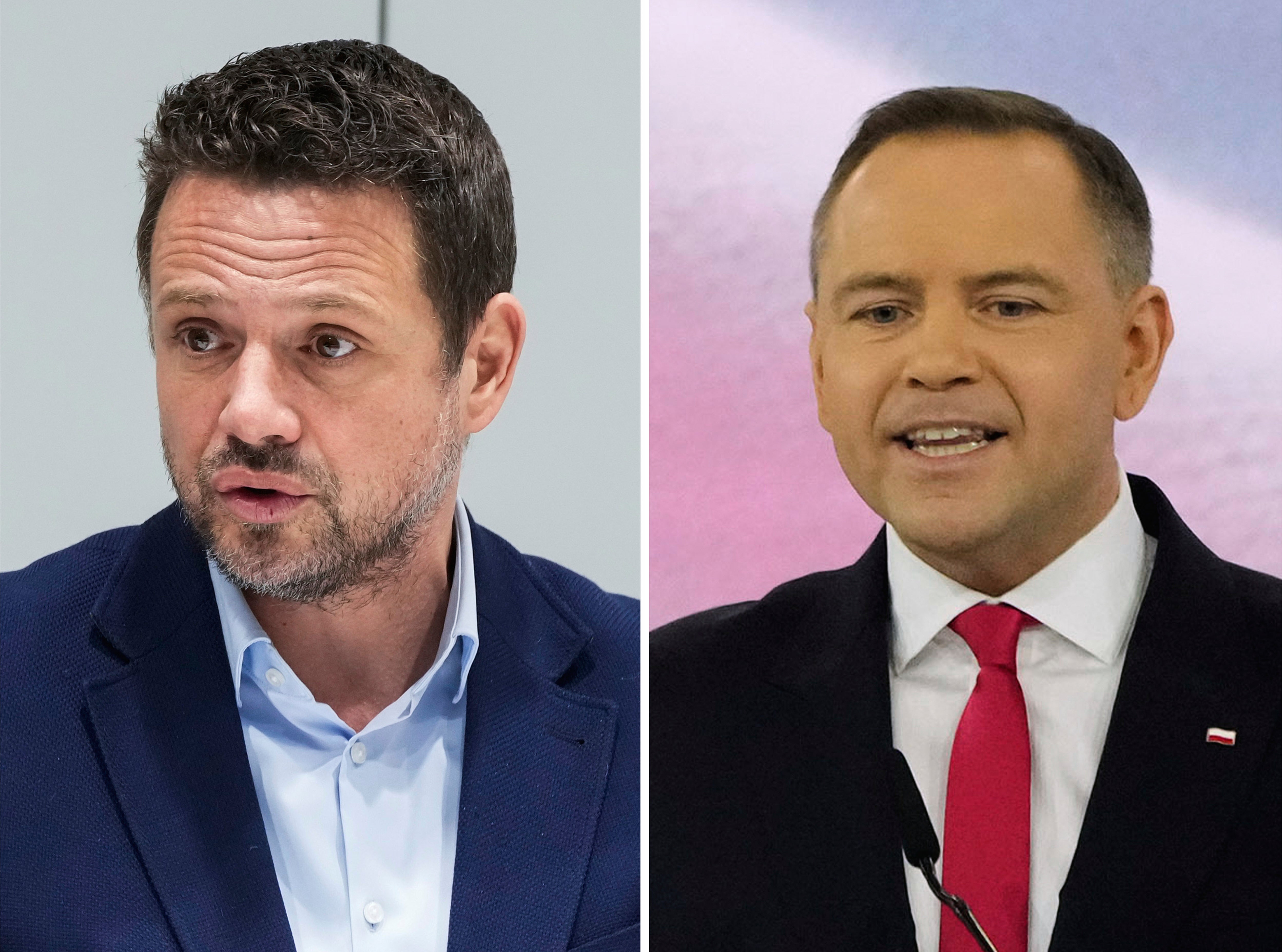 Poland presidential election candidates Rafal Trzaskowski and Karol Nawrocki