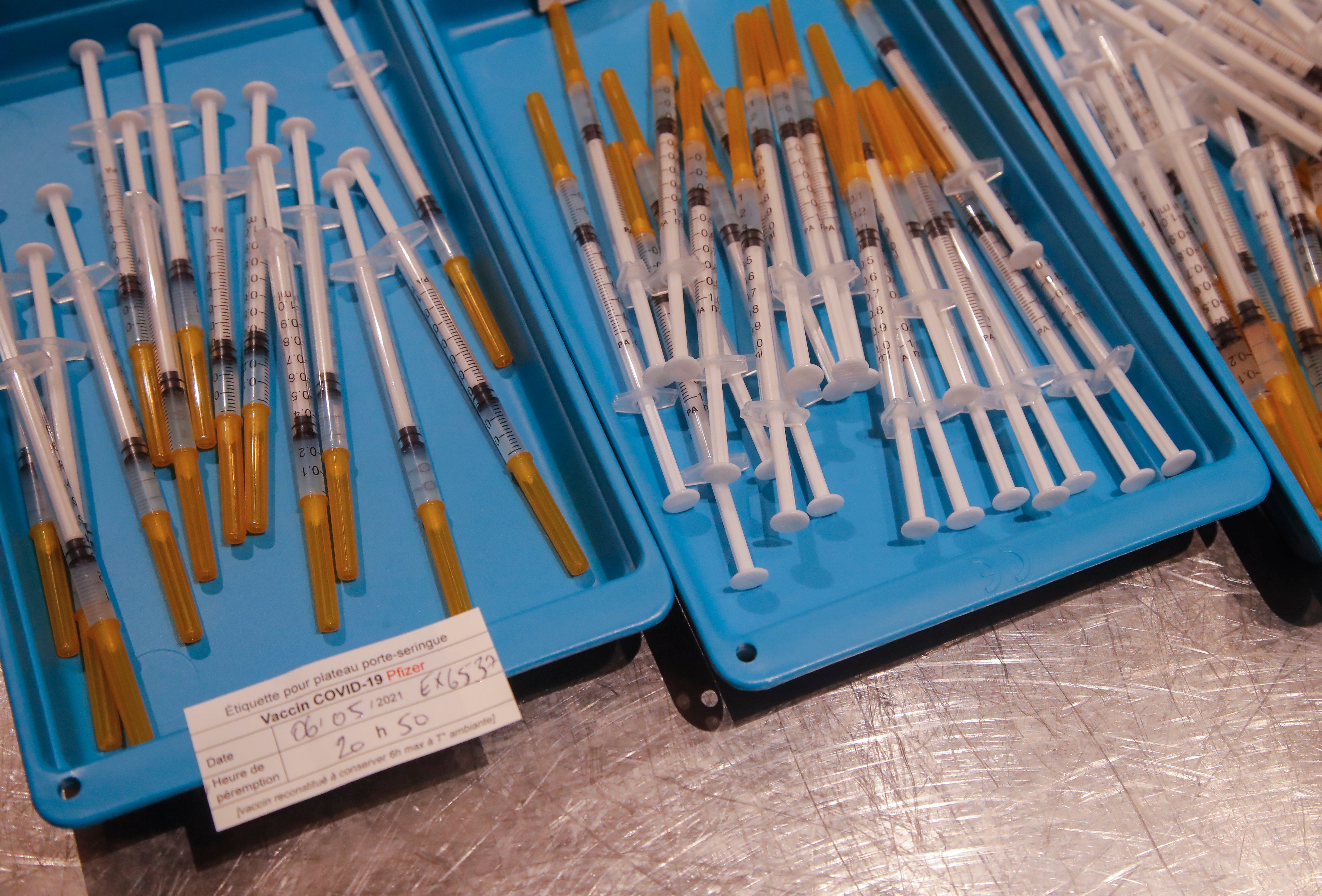 Syringes with the Pfizer vaccine used against Covid-19