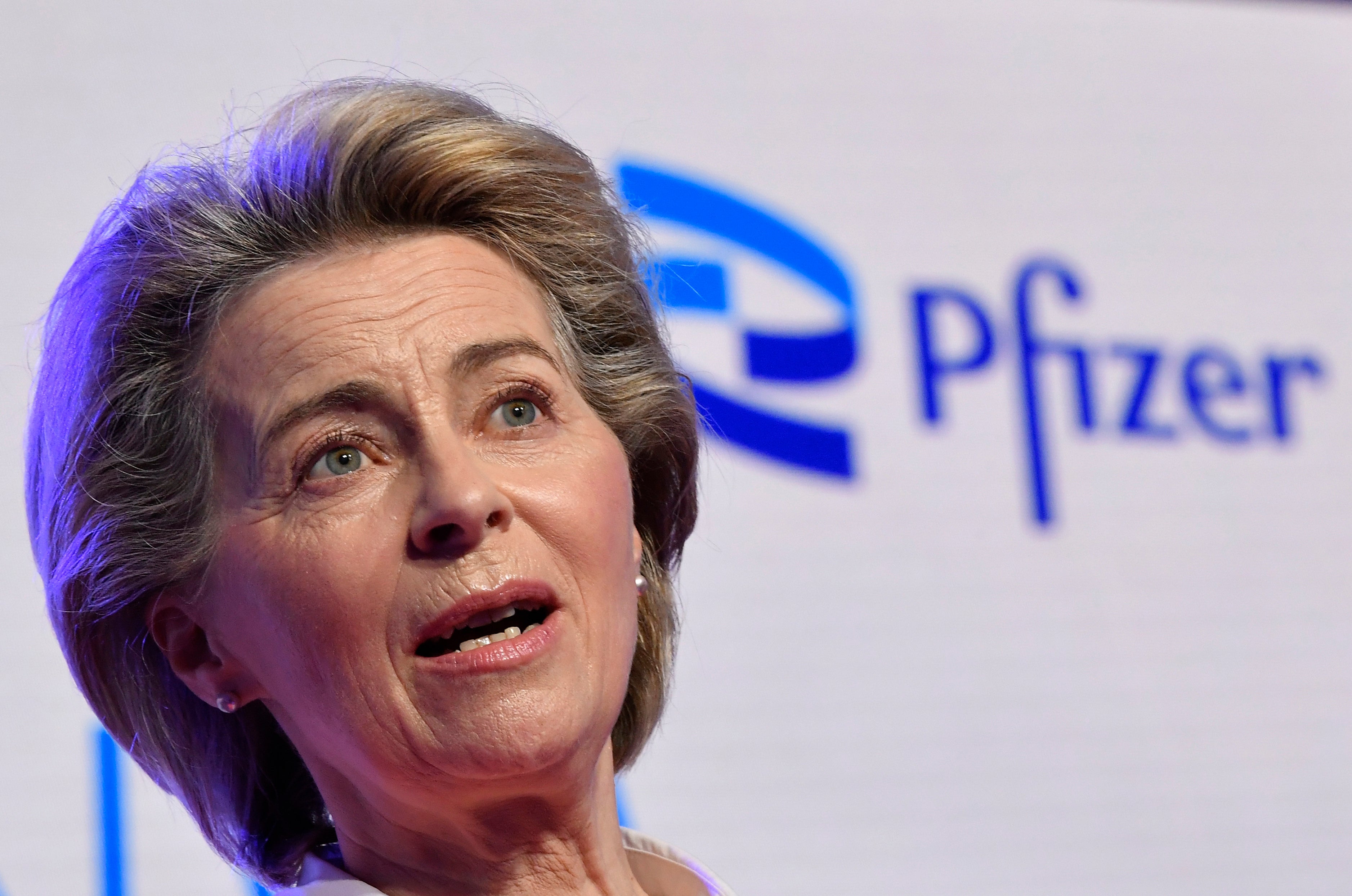 Ursula von der Leyen during an official visit to the Pfizer headquarters in Belgium
