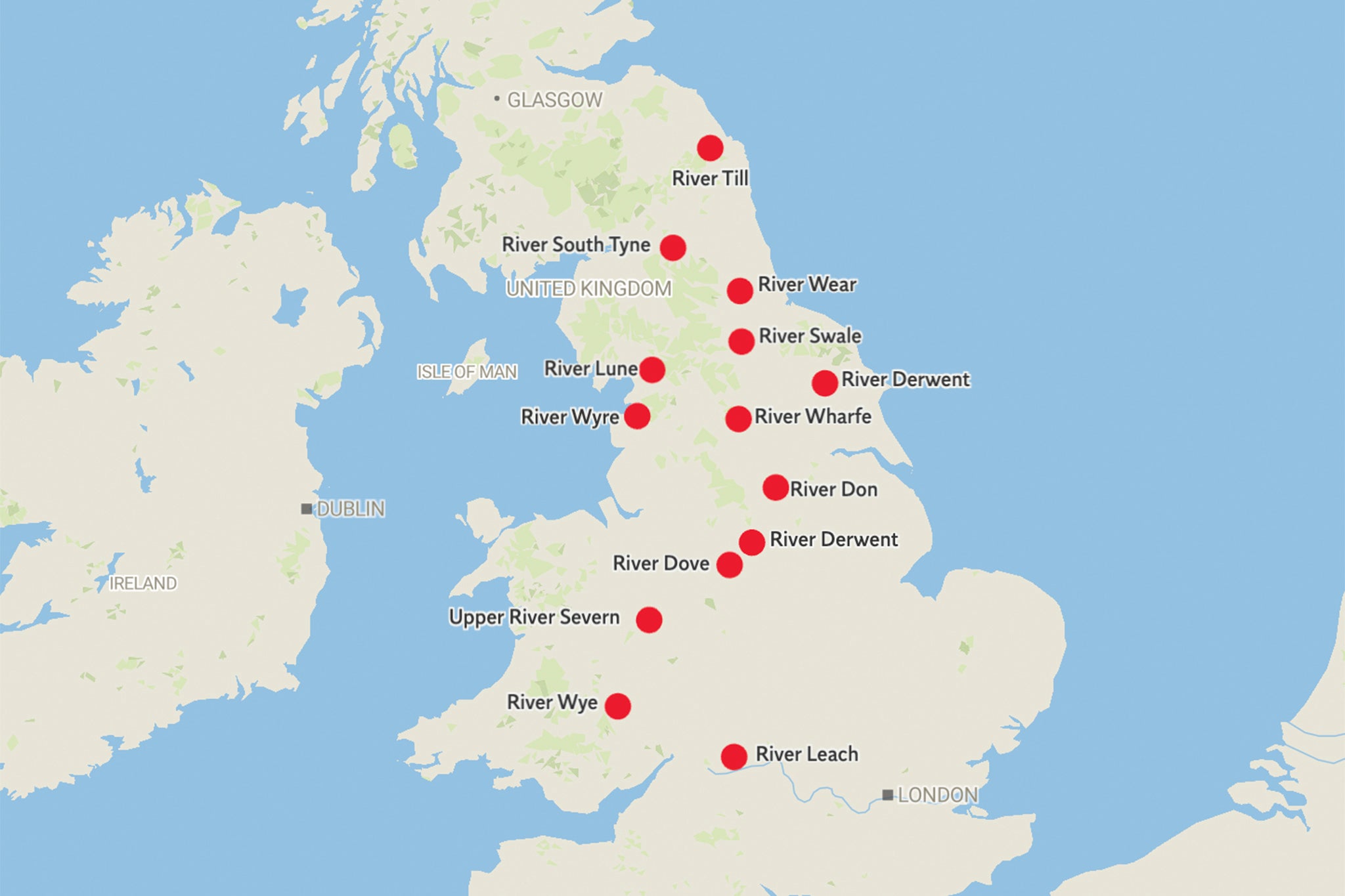 Locations on England’s rivers where levels are ‘exceptionally low’ as the country faces a medium risk of drought this summer