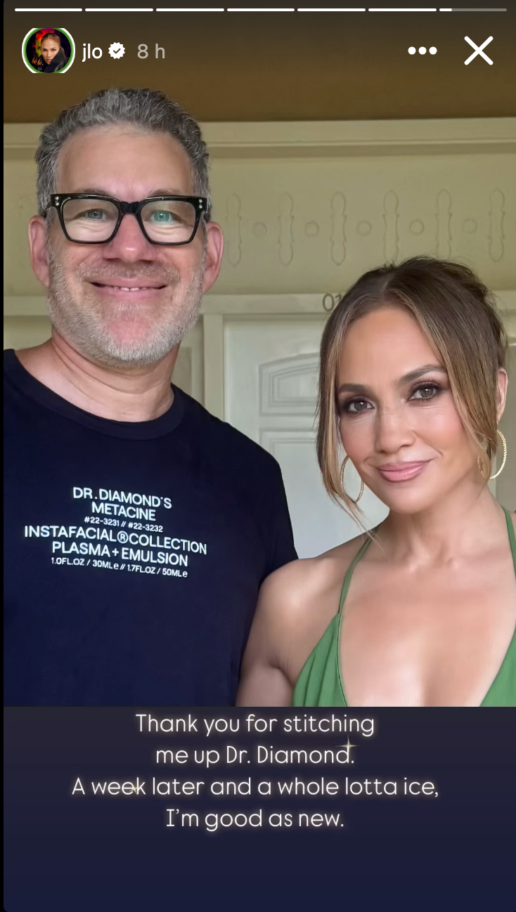 Jennifer Lopez said she needed stiches for facial injury