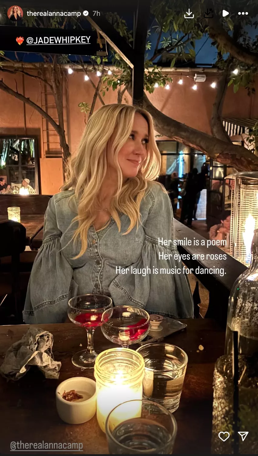 Jade Whipkey shared a sweet photo of Anna Camp on Instagram on Monday