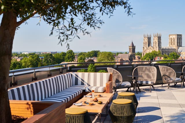 <p>Malmaison’s rooftop has some of the best views of York Minster throughout the city</p>