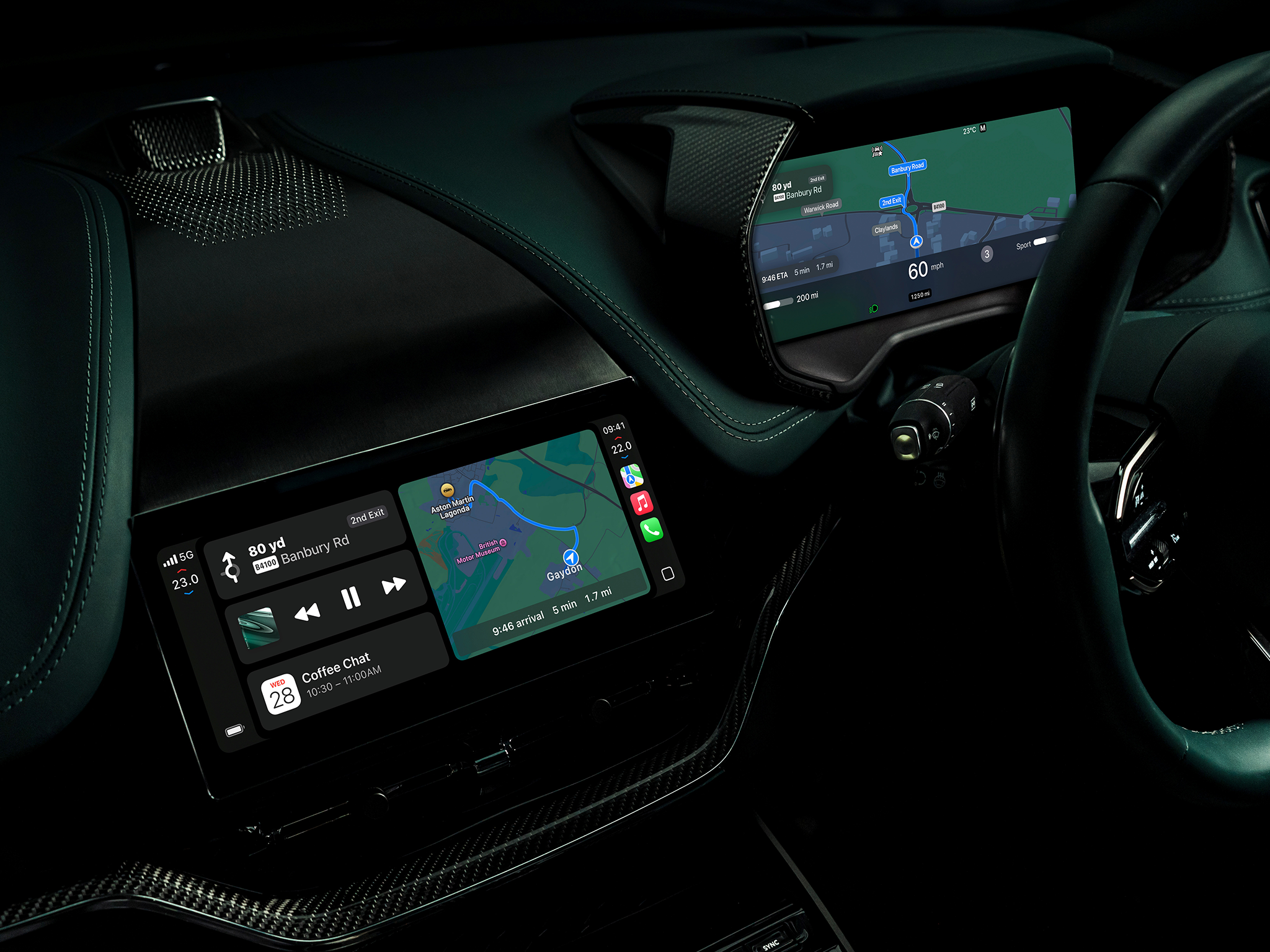 Apple Maps can be moved to the driver display, while Siri voice commands can be used to control certain car functions
