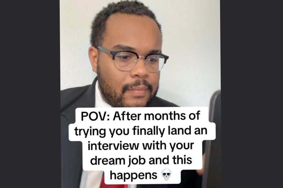 Leo Humps' TikTok of him being interviewed by a glitching AI bot has received over 6.8 million views.
