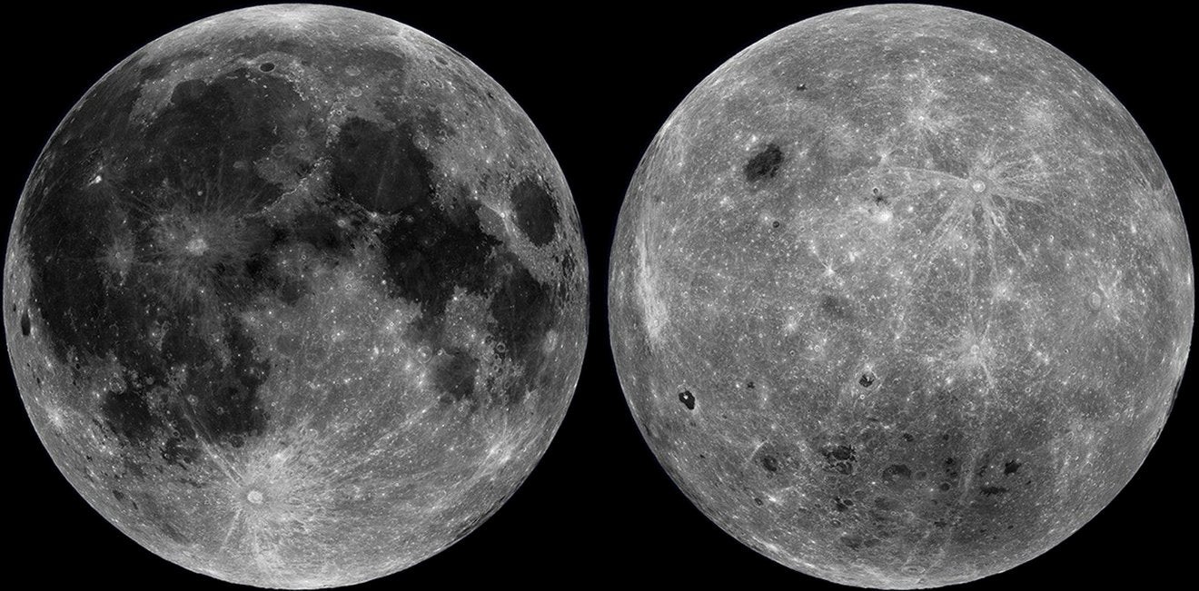 These views of the Moon’s near side, left, and far side were taken by NASA’s Lunar Reconnaissance Orbiter. Data from spacecraft is helping scientists better understand moons, including Jupiter’s Io