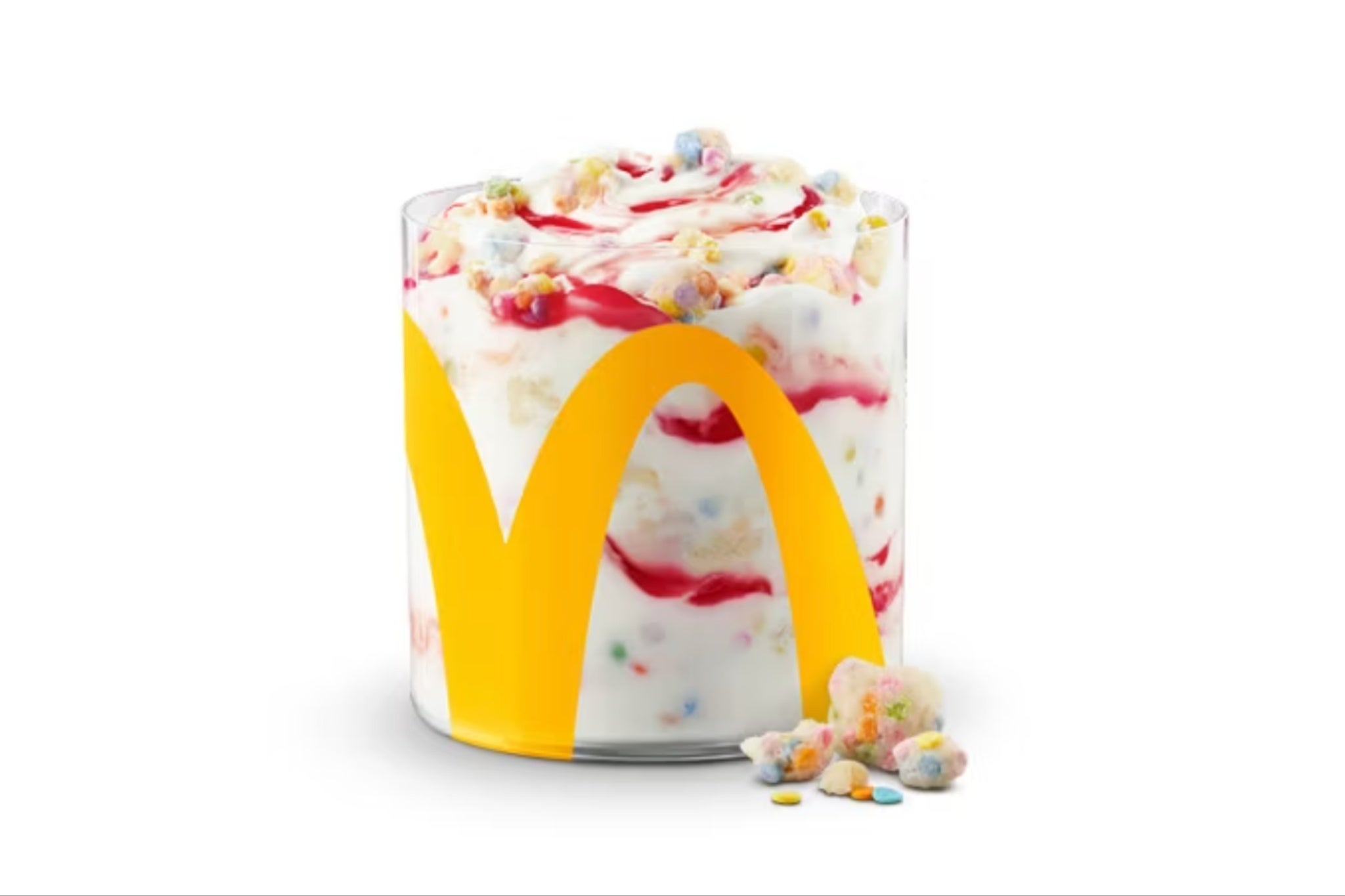 The Birthday Cake McFlurry will have vanilla soft serve with frosted cake-flavored confetti cookie dough pieces and birthday cake syrup