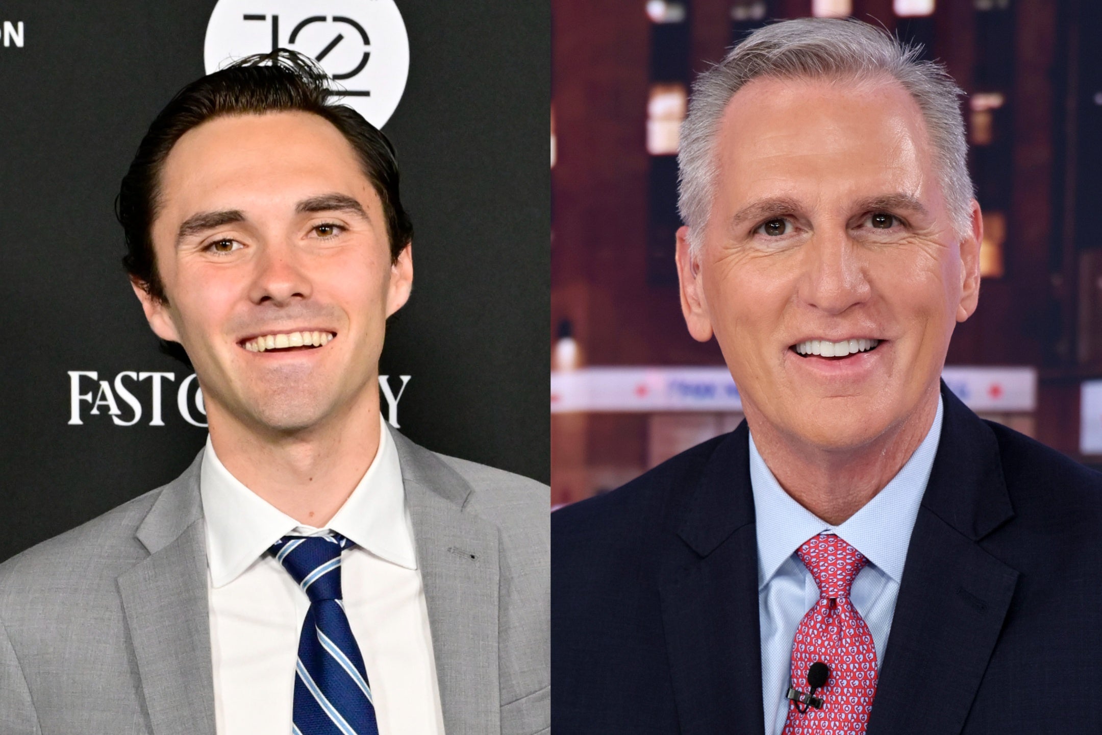 Kevin McCarthy (right) supported David Hogg’s efforts to reform the Democratic Party during an appearance on Fox News