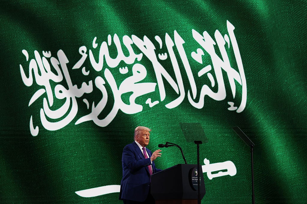Donald Trump condemned his party's neoconservative past in Riyadh on Tuesday