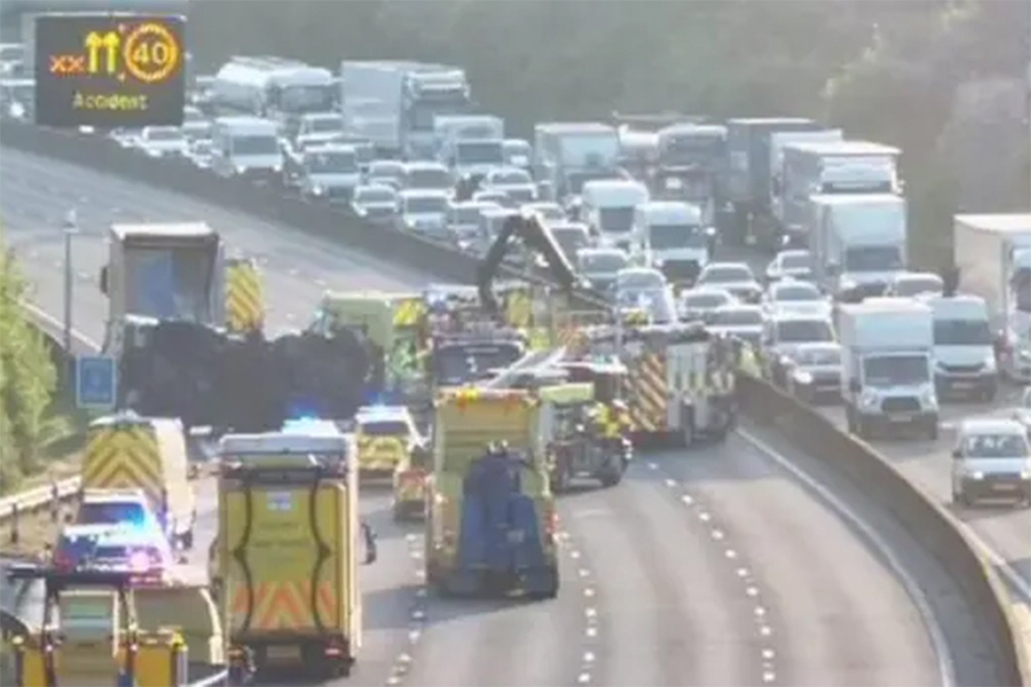 An overturned lorry forced the M25 between junction six (Godstone) and five (Chevening) shut from about 3.45am