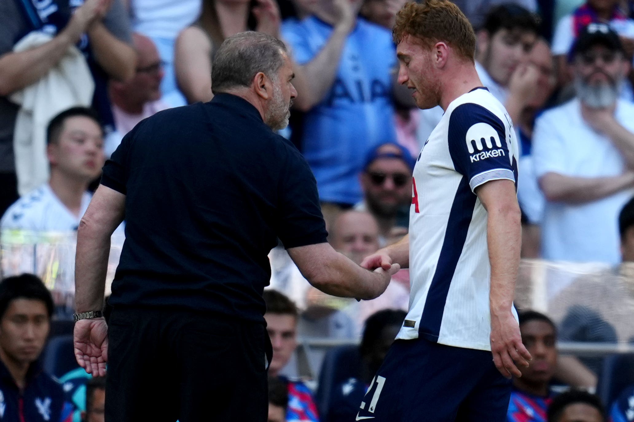 Dejan Kulusevski, right, is injured (John Walton/PA)