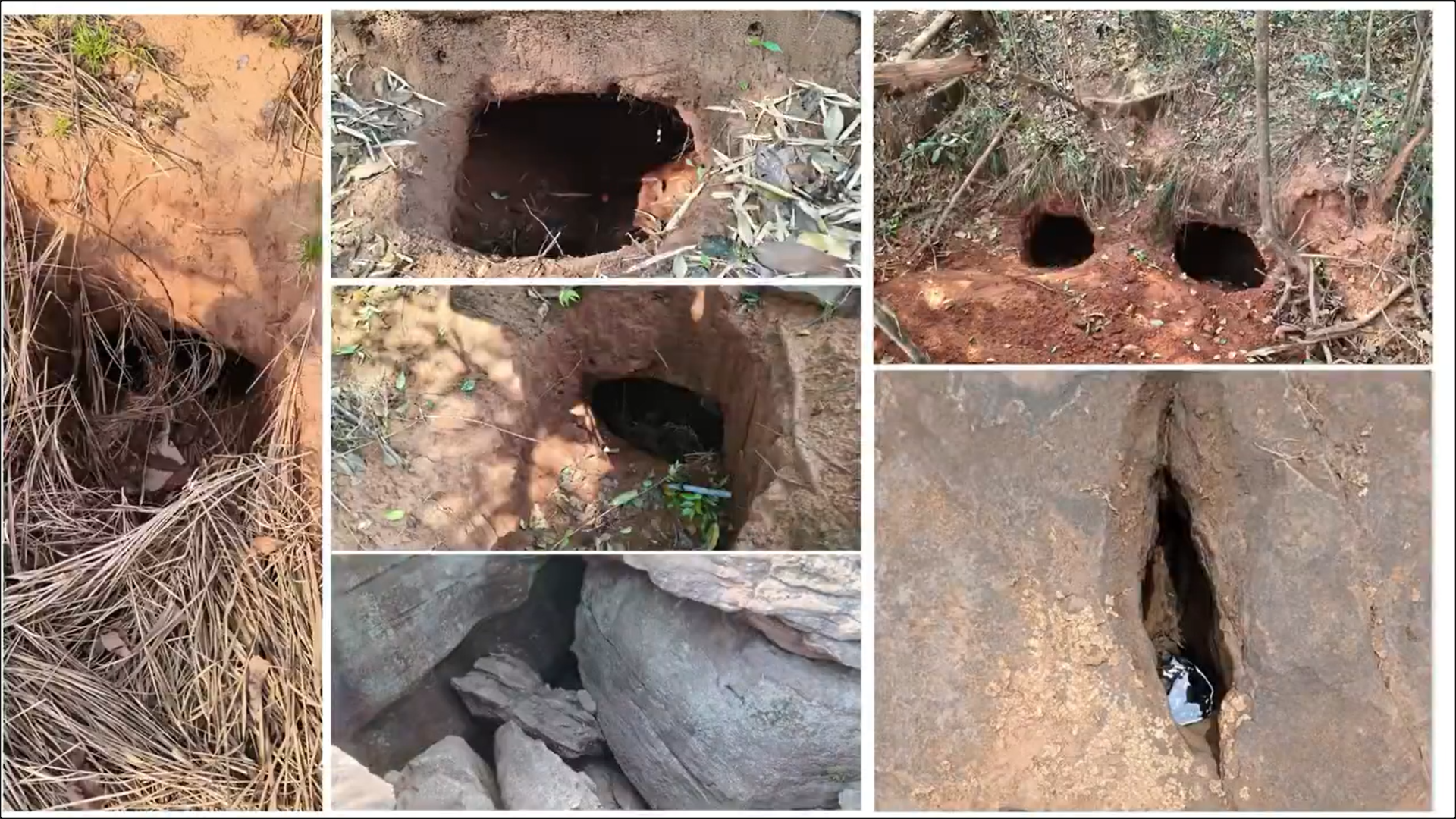 Pictures of bunkers and caves allegedly used by Maoists in central India
