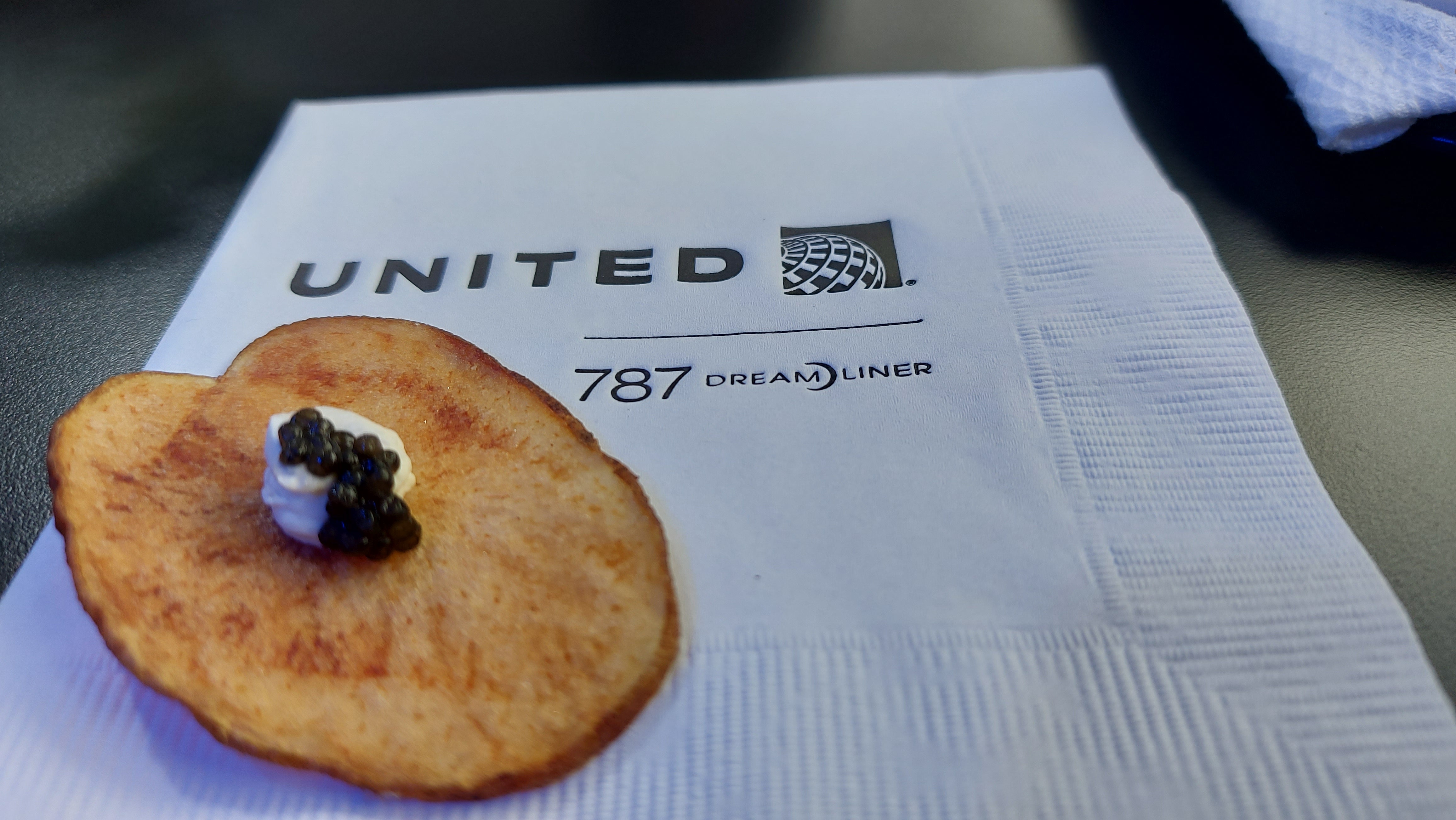 Ted tried the Studio’s caviar with crème fraiche - 'tiny but tasty'